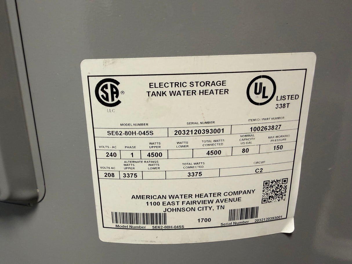 80 Gallon Solar-Assisted Electric Water Heater System