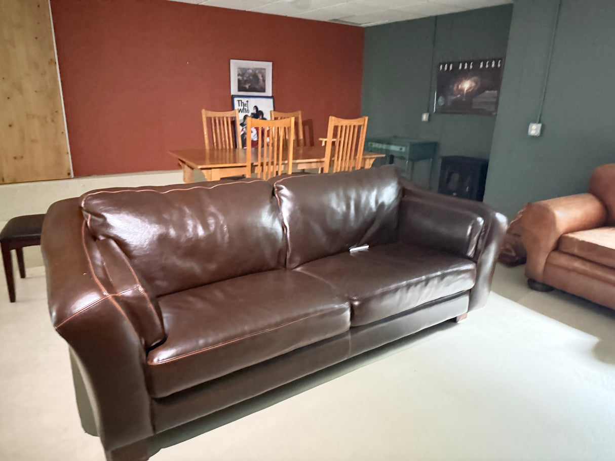 Premium Genuine Leather Sofa – Dark Brown
