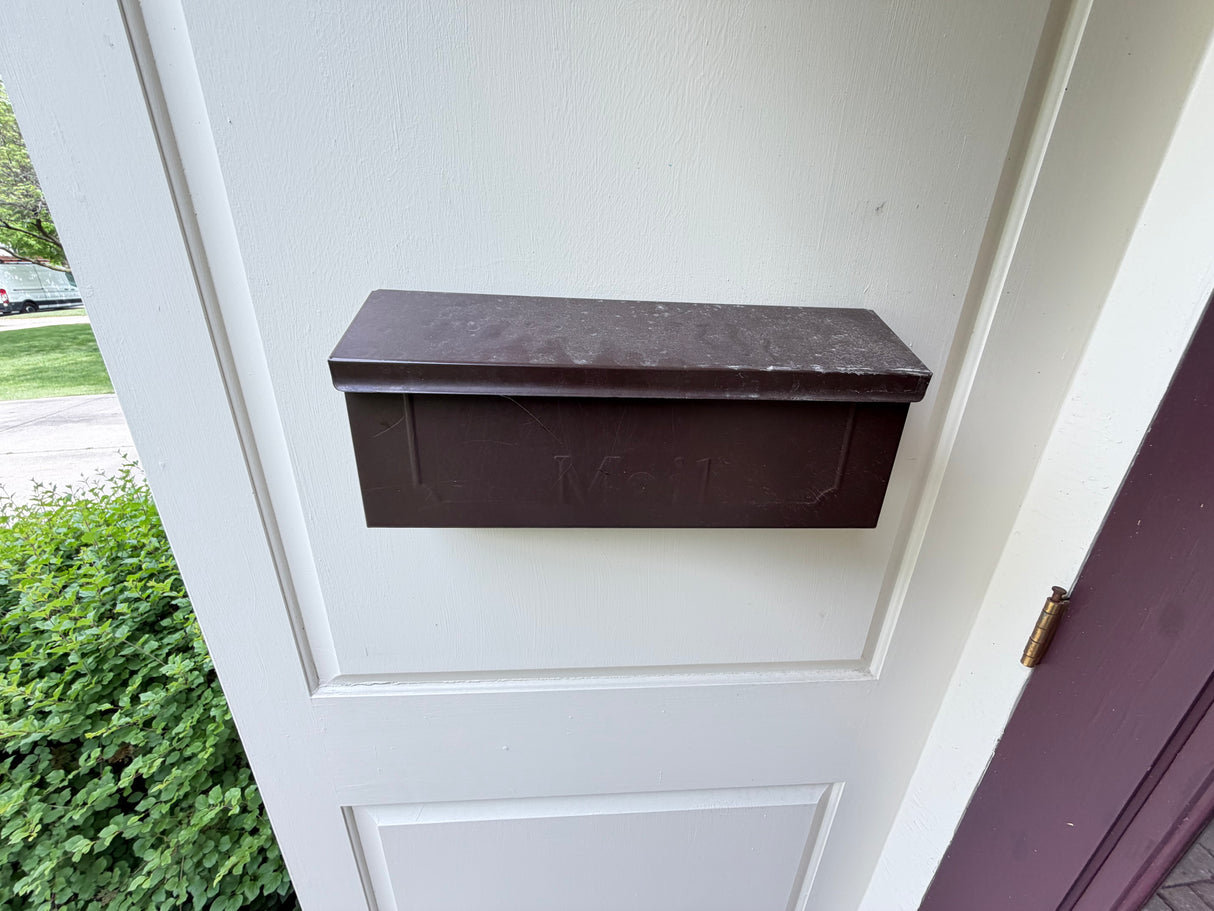Bronze Wall-Mount Horizontal Mailbox, Steel, Used Fair
