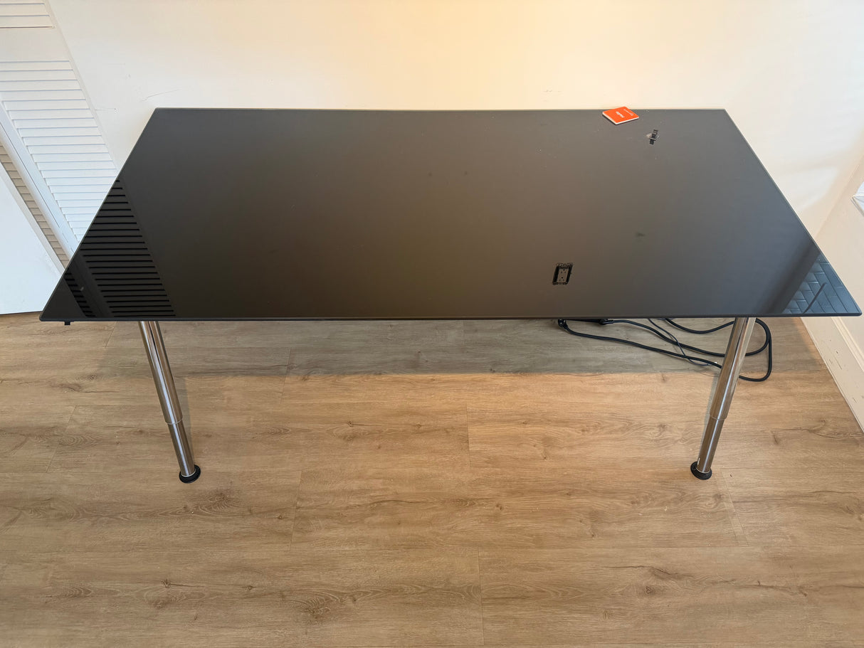 Modern Black Glass Office Desk / Workstation