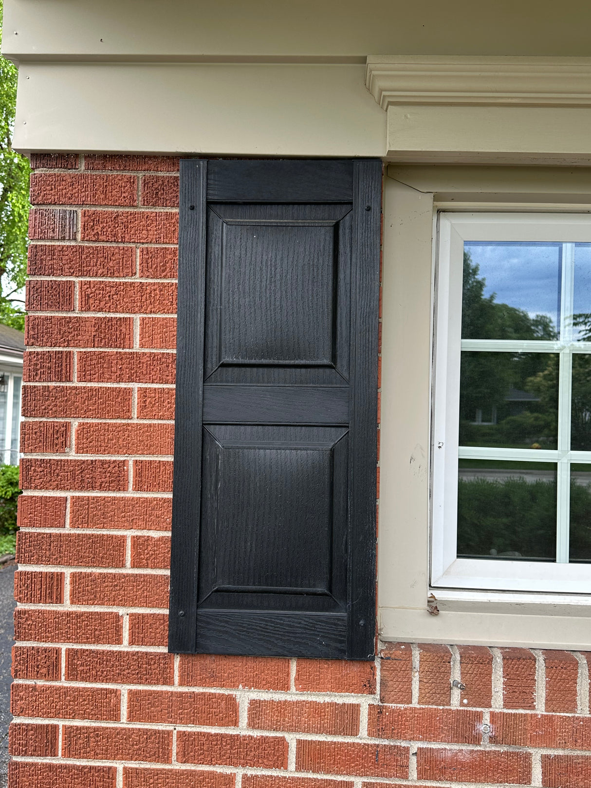 Black Raised-Panel Exterior Shutters-pair of 2