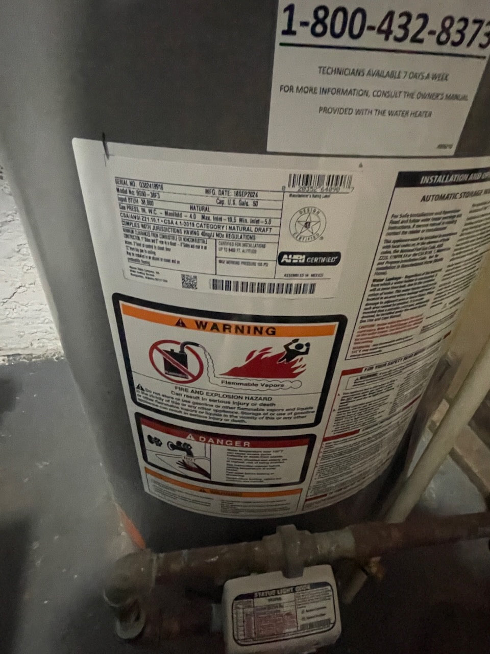 Richmond 50-Gallon Water Heater MFG 2024