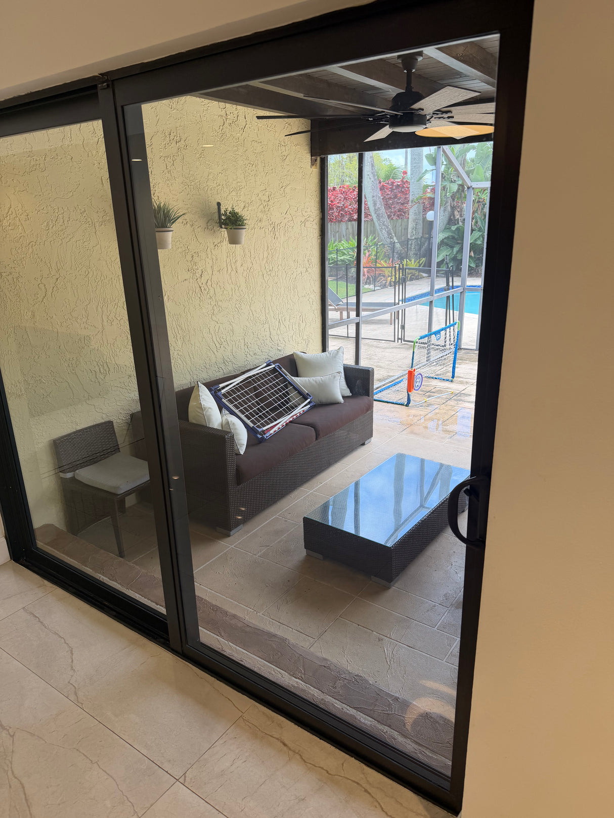 Hurricane Impact Sliding Glass Door - Black Aluminum