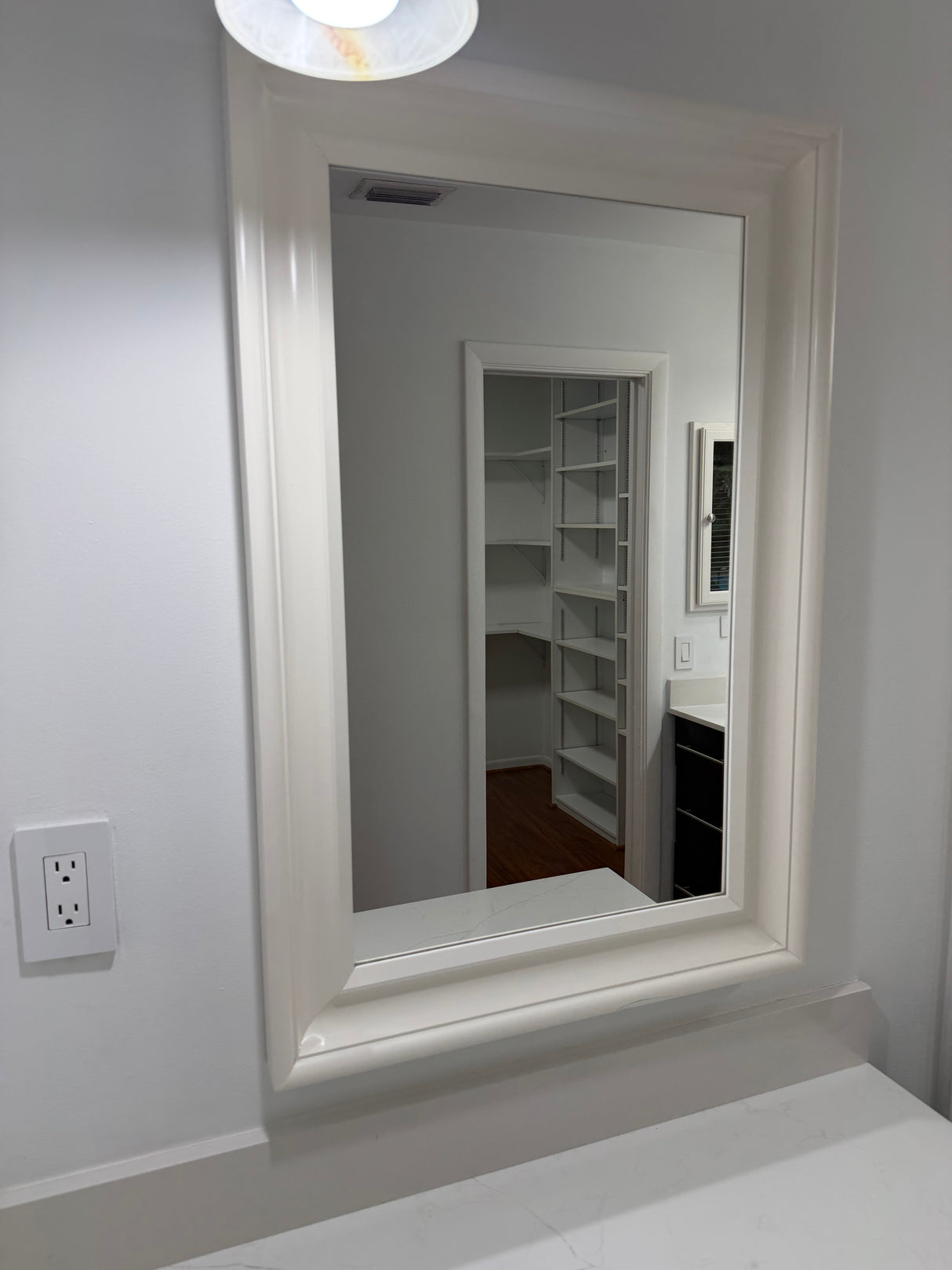 Large White Framed Vanity Mirror