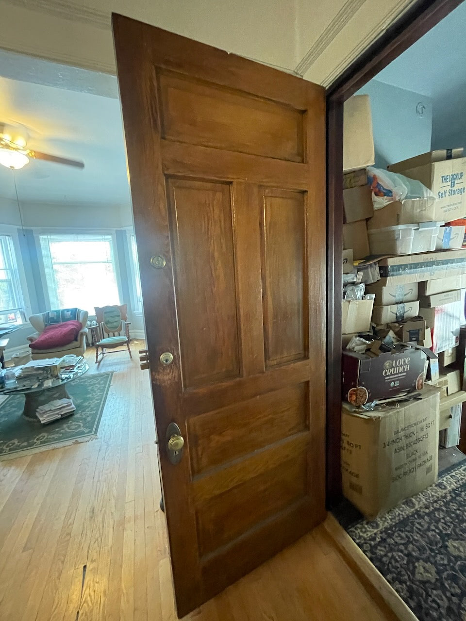 Vintage Five-Panel Interior Oak Door c. 1906 #5