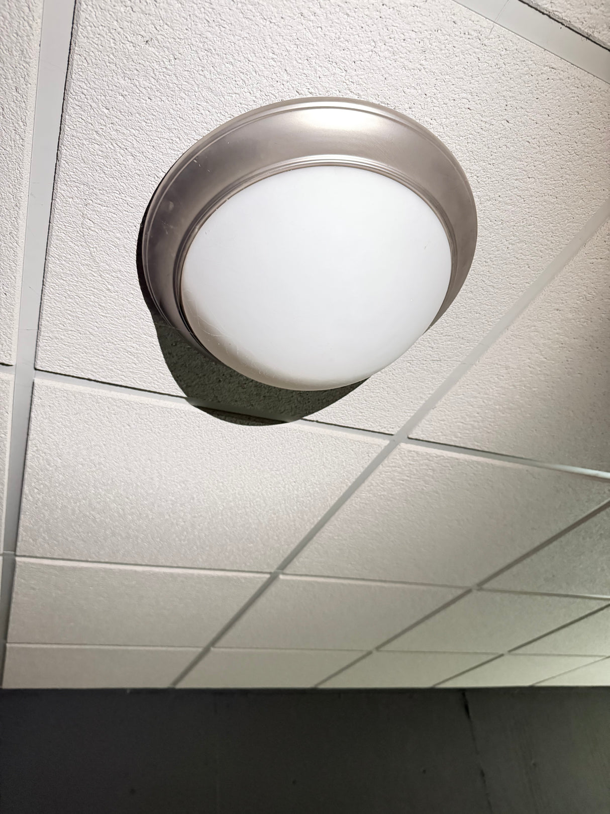 Brushed Nickel Dome Flush Mount Ceiling Light, ~13 in, Used Good