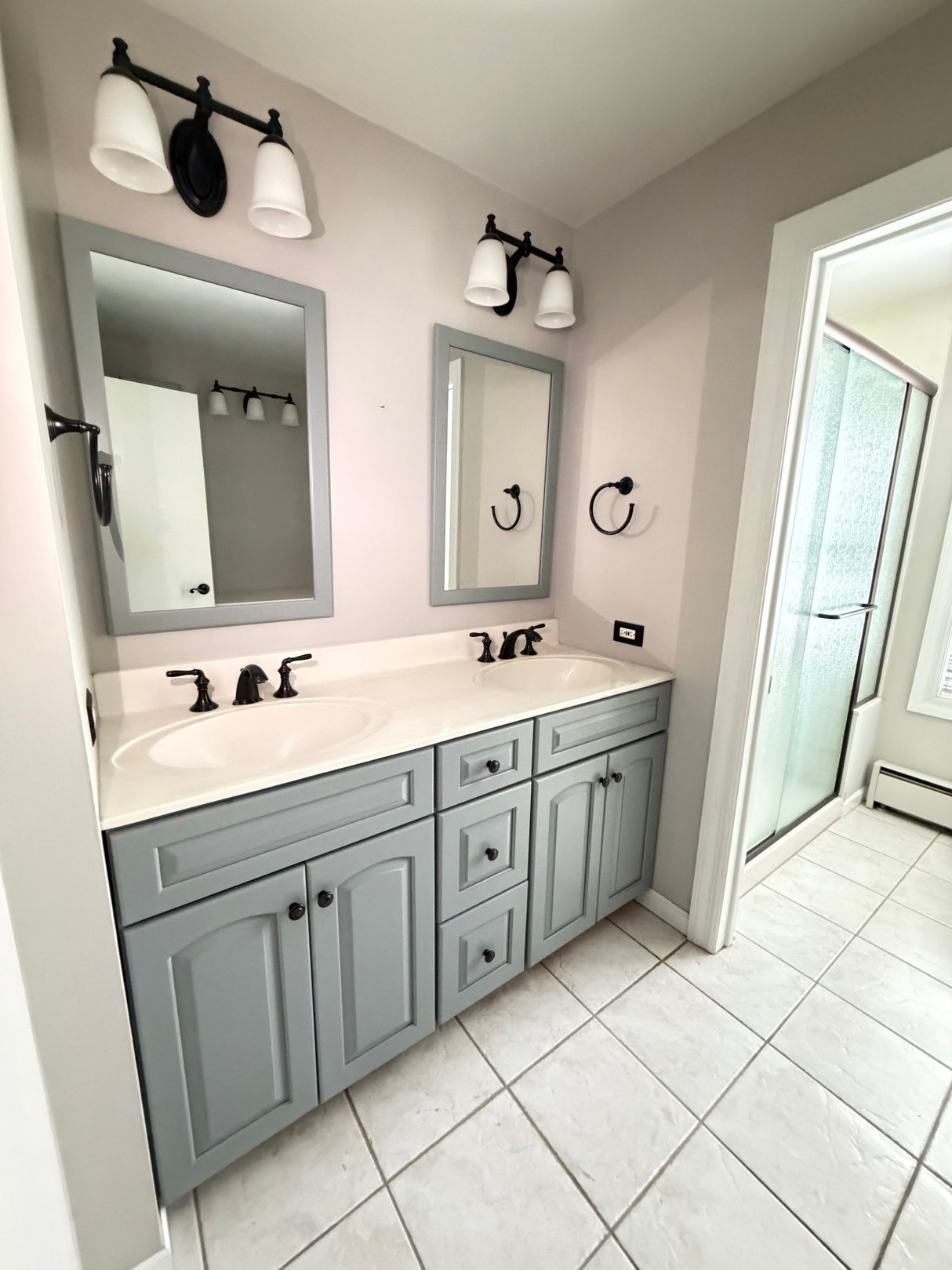 Double Sink Bathroom Vanity Set with Mirrors, Lights & Faucets