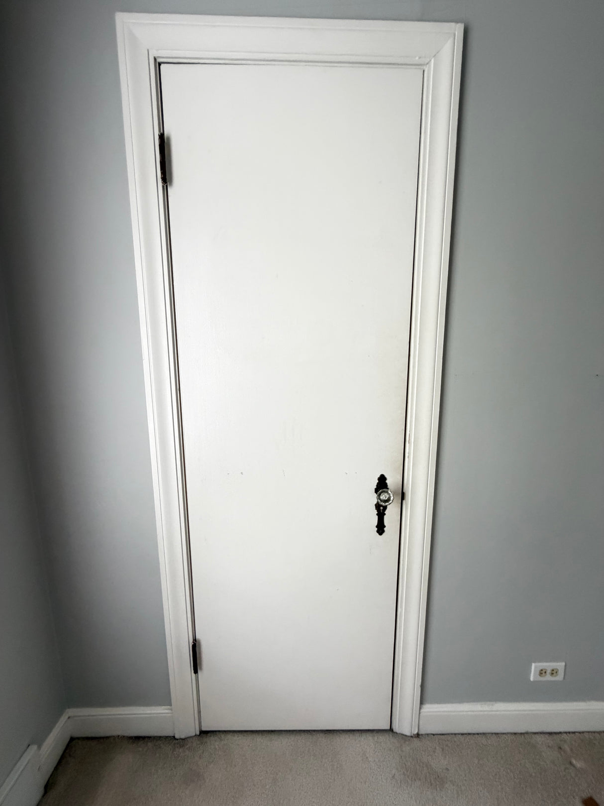 Vintage Solid Wood Interior Door w/ Glass Knob, 30×80, Painted White