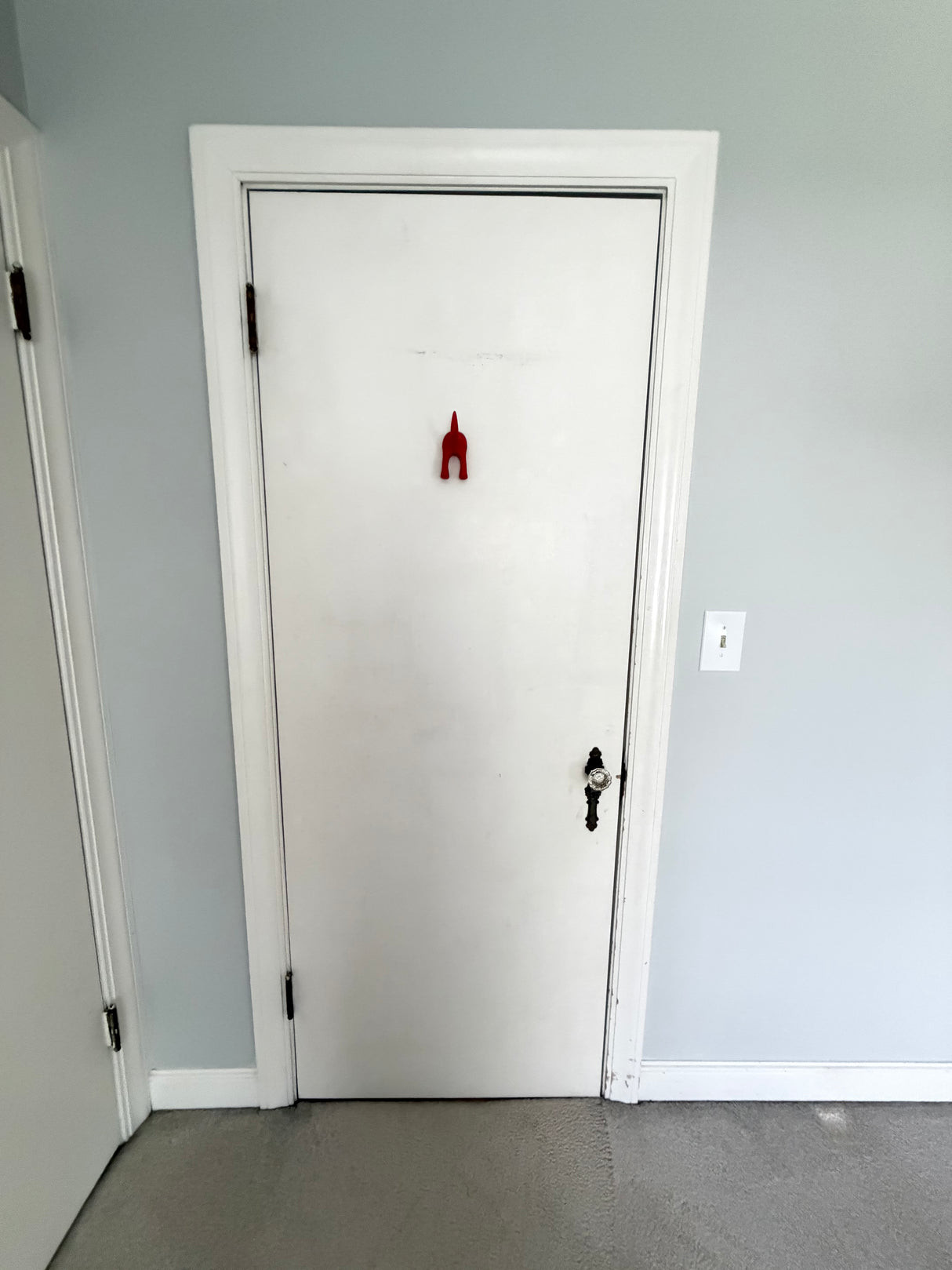 Solid Interior Door w/ Antique Ornate Knob & Escutcheon