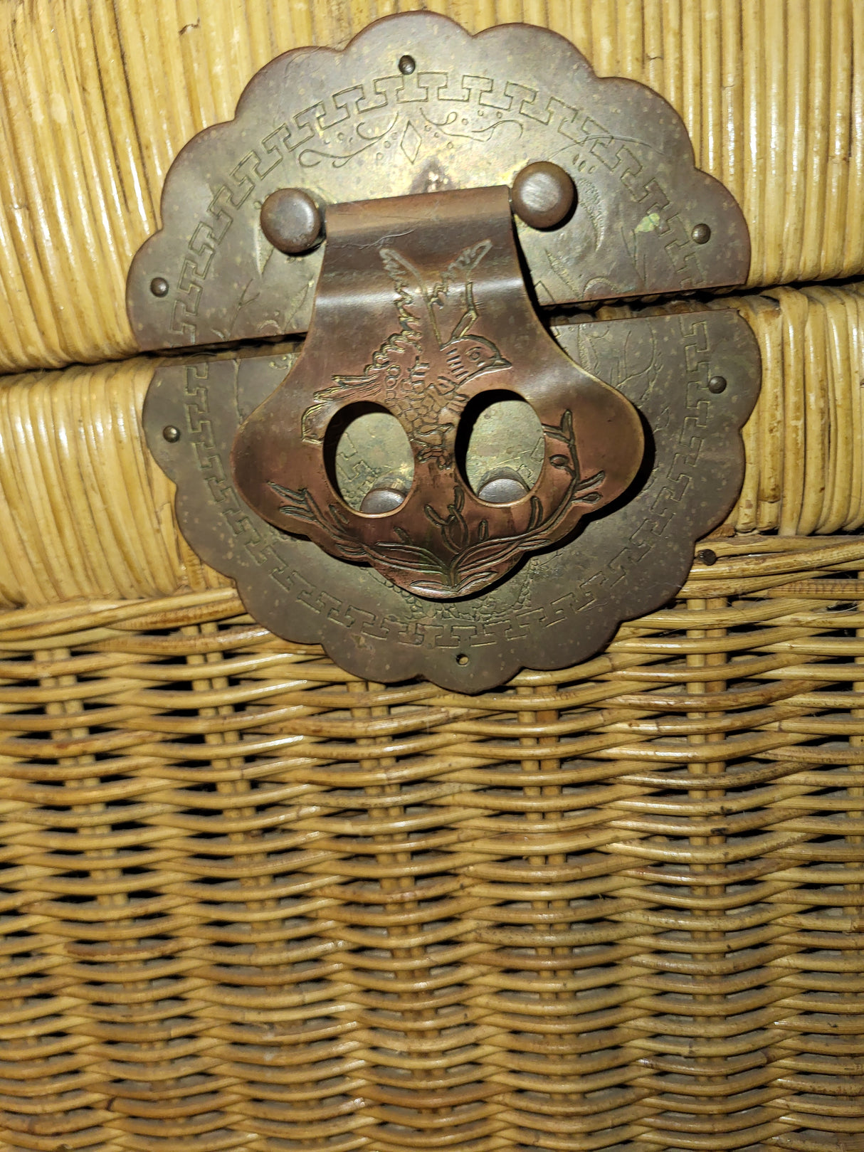Wicker trunk w/ brass hardware
