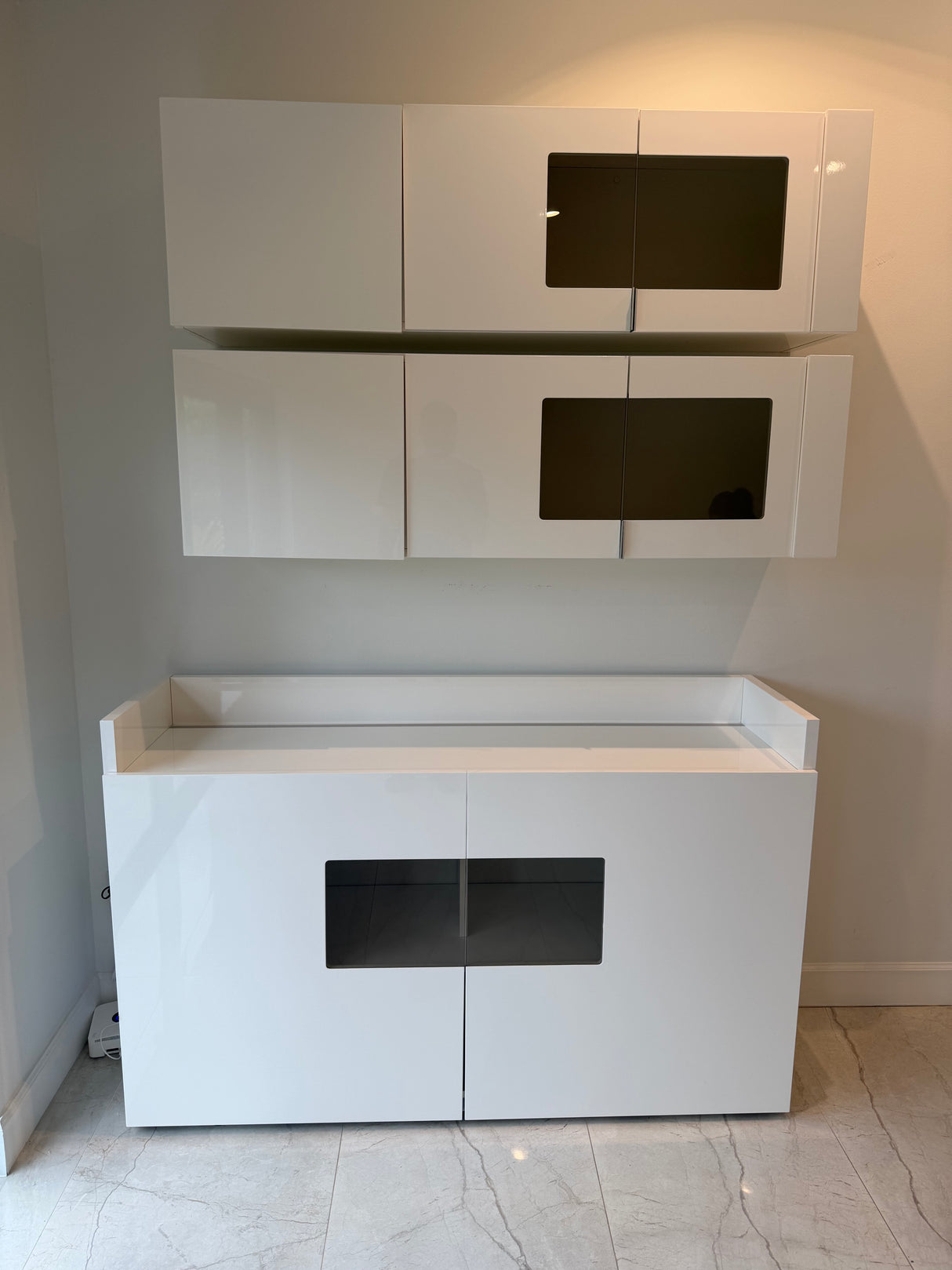 Modern Gloss White Wall Cabinet & Storage Console Set