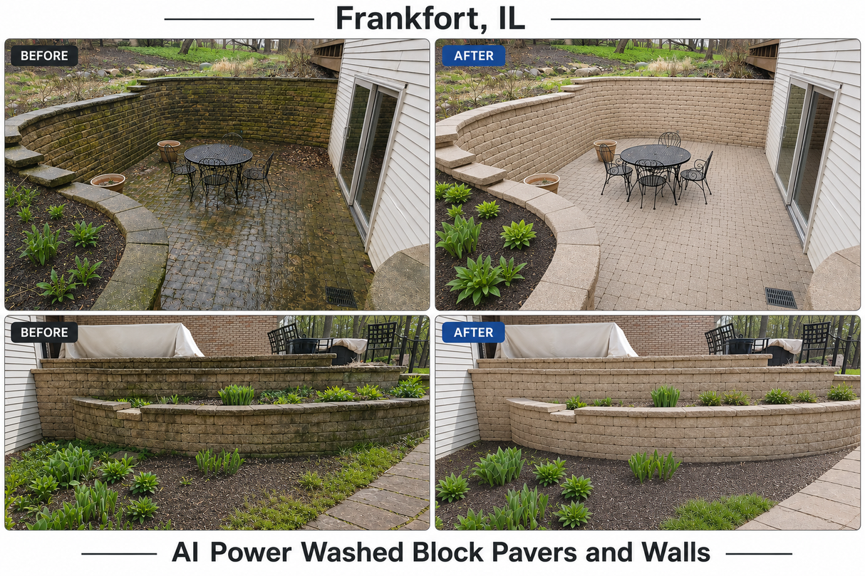 Stacked wall blocks and walkway