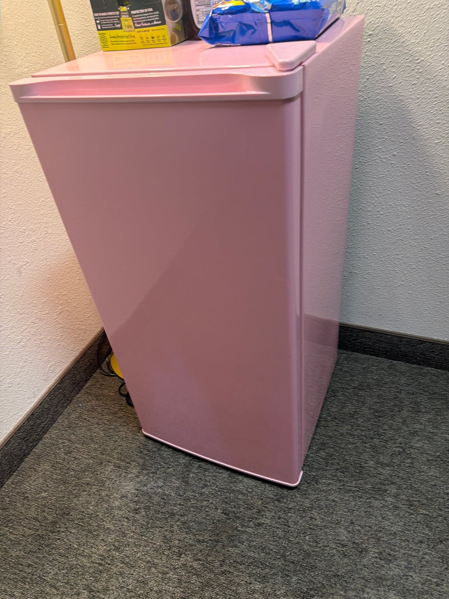 Pink Compact Mini Fridge with Freezer, 3.2 Cu Ft, Single Door, Good Condition