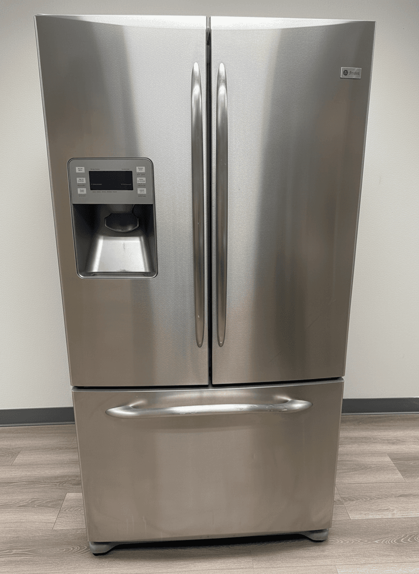 GE Profile French Door Refrigerator, Stainless, Ice/Water, ~25 cu ft, Used Good
