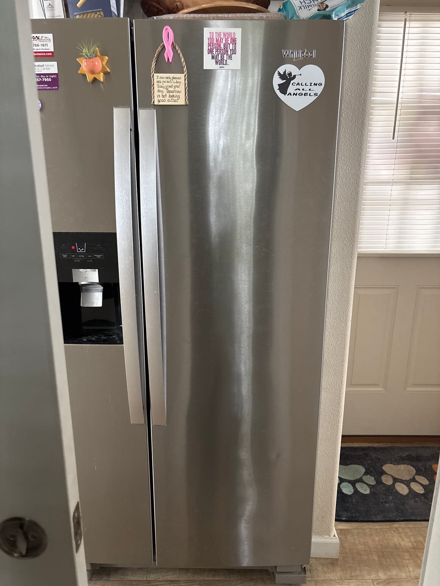 Whirlpool Side-by-Side Stainless Refrigerator, Ice & Water, Used Good