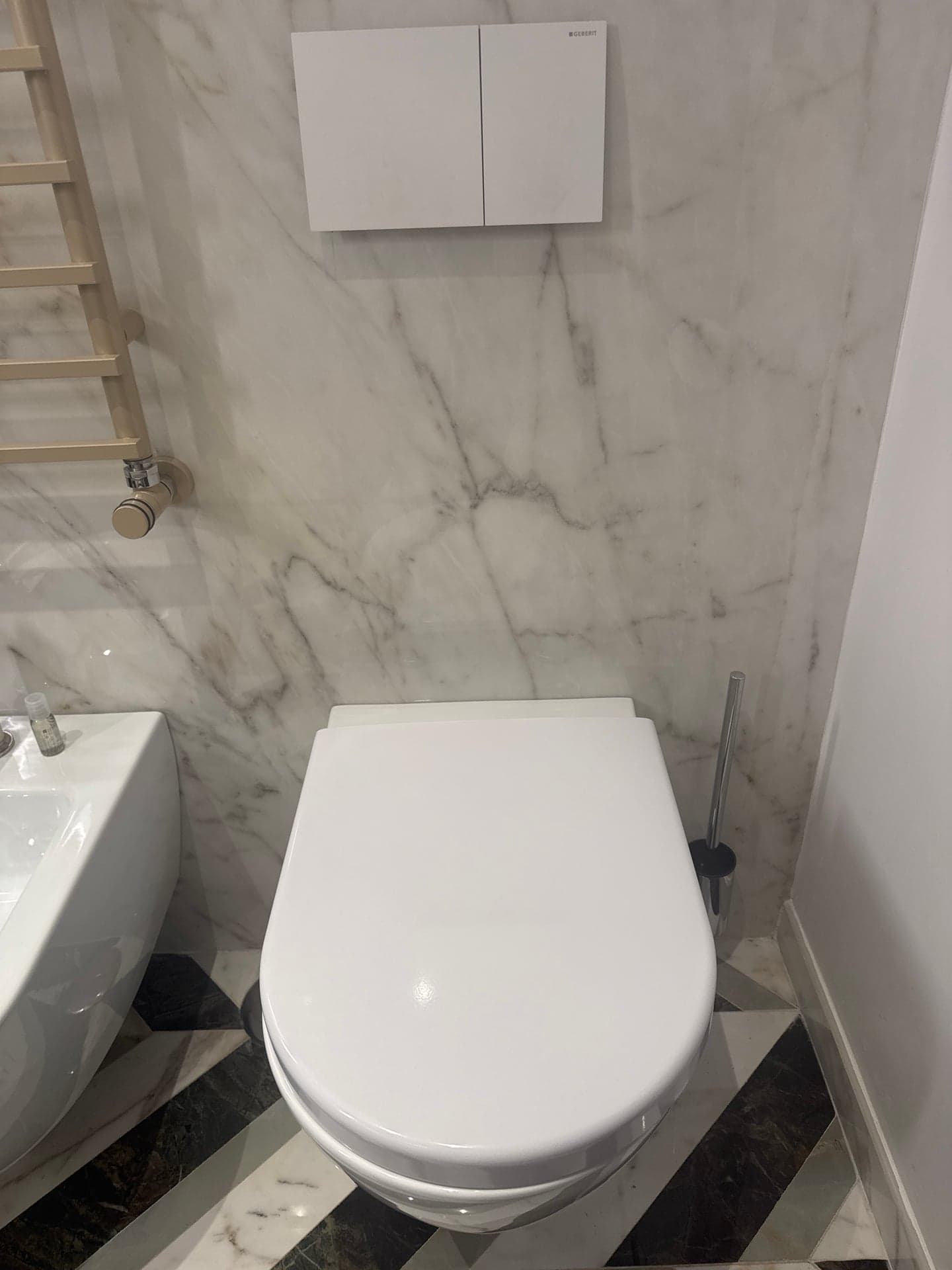Wall-Hung Toilet with Geberit Sigma Flush Plate, Soft-Close Seat