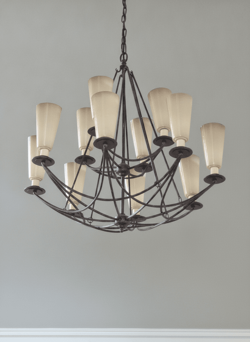 Feiss El Nido chandelier, 12-light, Wrought iron - Front entrance