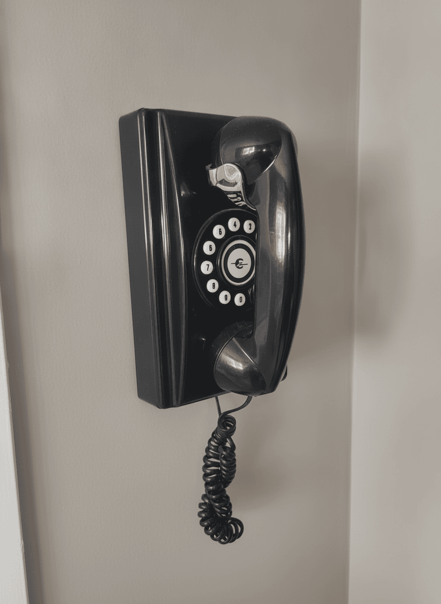 Retro Black Push-Button Wall Phone, Untested, Decor Piece