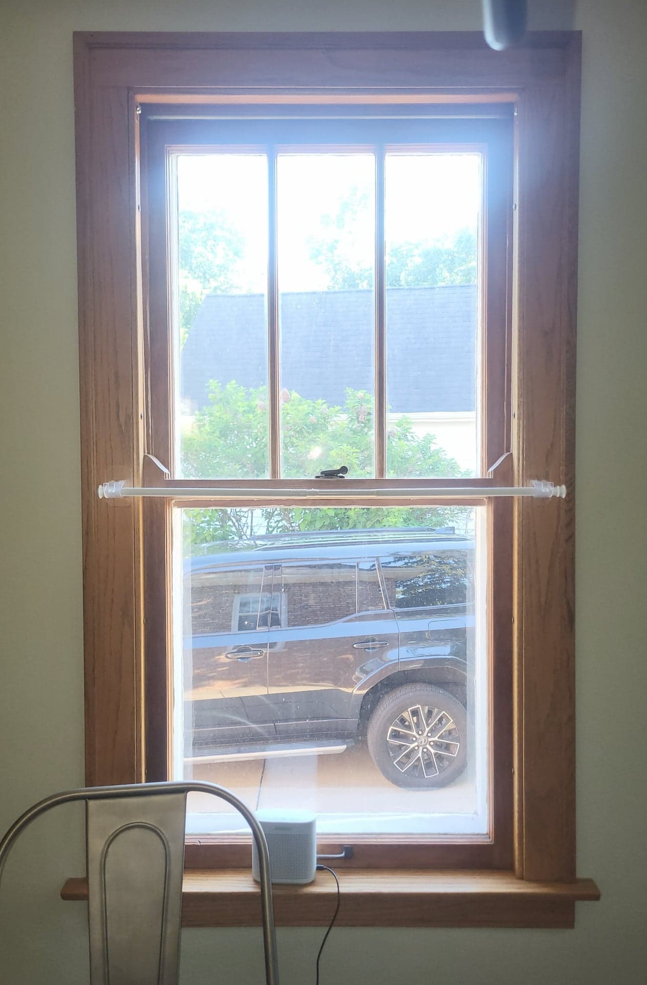 Andersen 28x60 Double-Hung Window, Vinyl w/ Mock Oak Interior, White Exterior