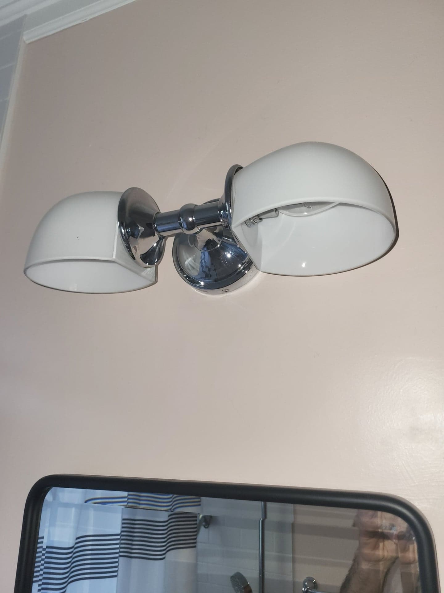 Pottery Barn Mercer Double Horizontal Sconce 16" Chrome Milk Glass