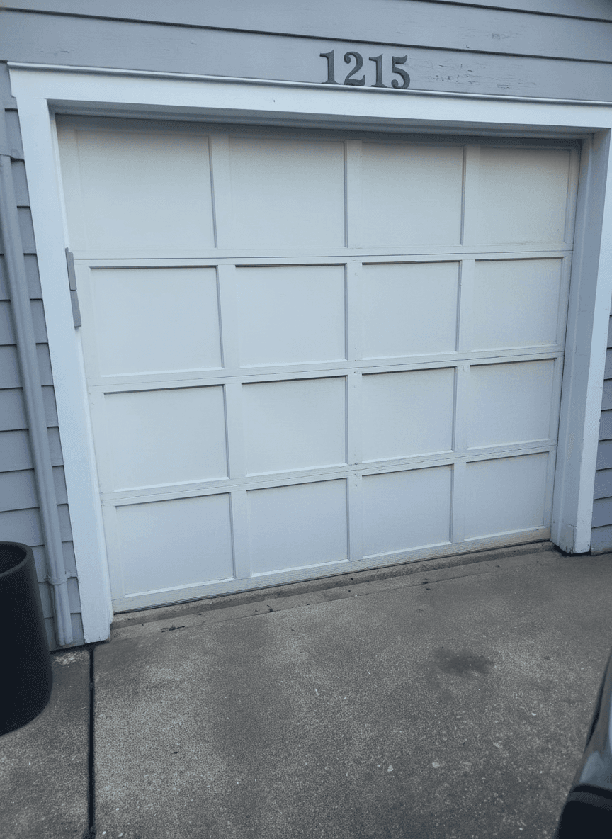 Single-Car Raised-Panel Garage Door, White, w/ Tracks & Springs