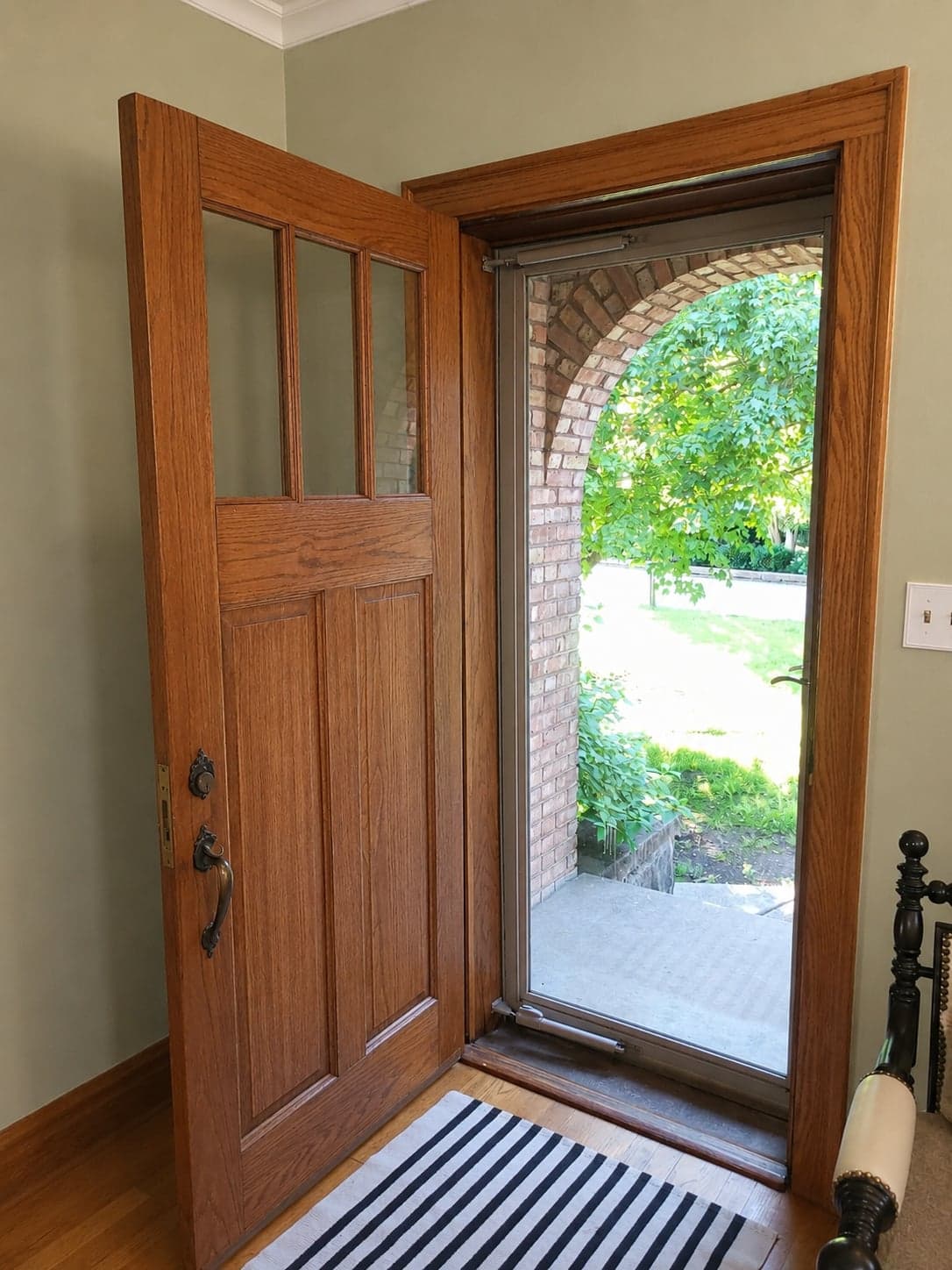 Solid Oak 3-Lite Craftsman Entry Door 36x80 w/ Frame, Trim & Hardware