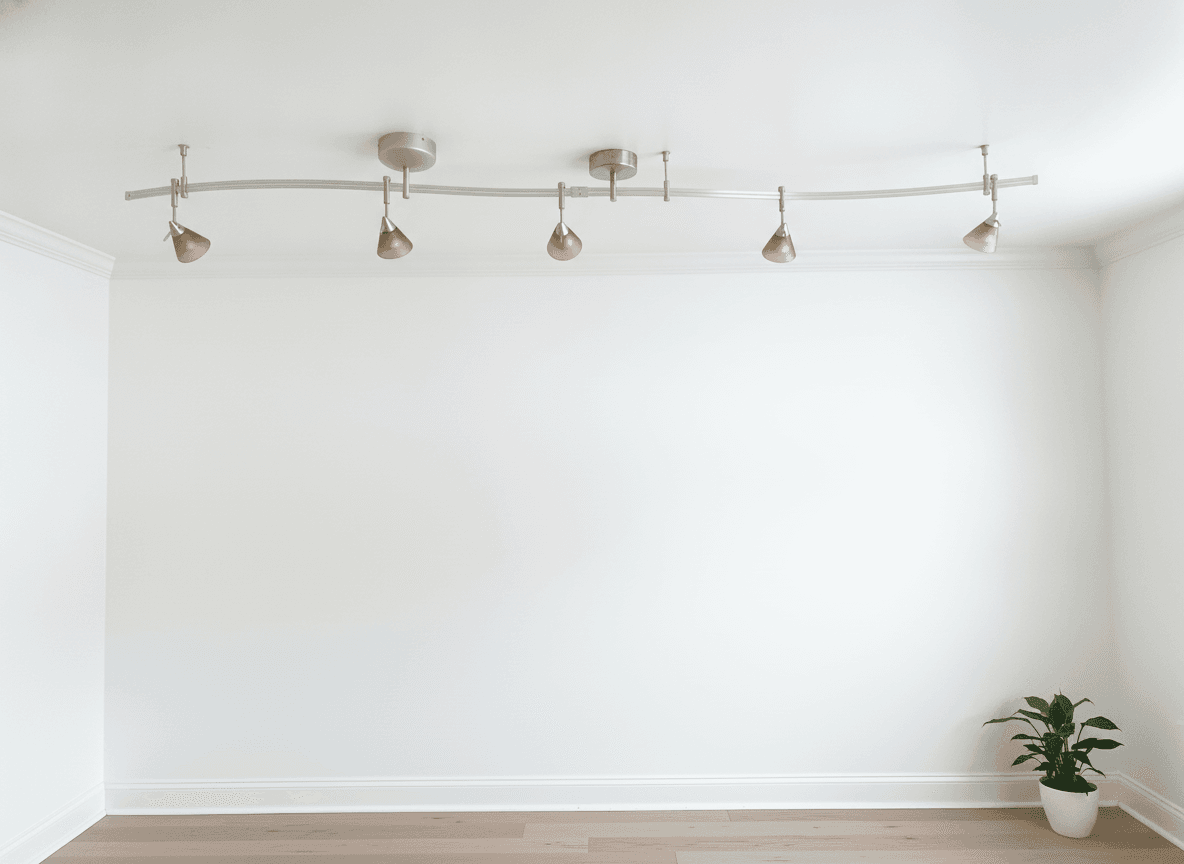 Flexible Curved Rail Track Lighting, 5 Gold Cone Heads, Brushed Nickel - Buyer Removes