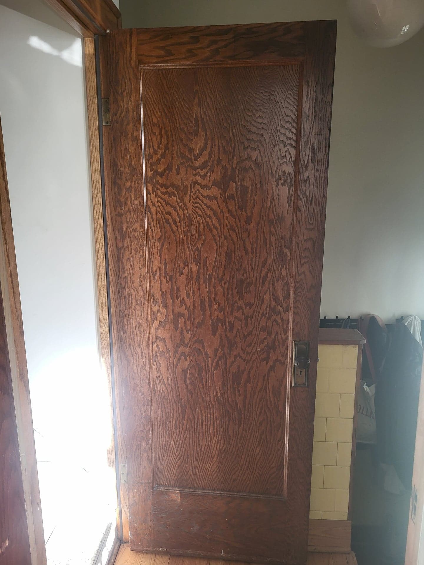 Vintage Solid Wood 1-Panel Interior Door w/ Mortise Lock, Used