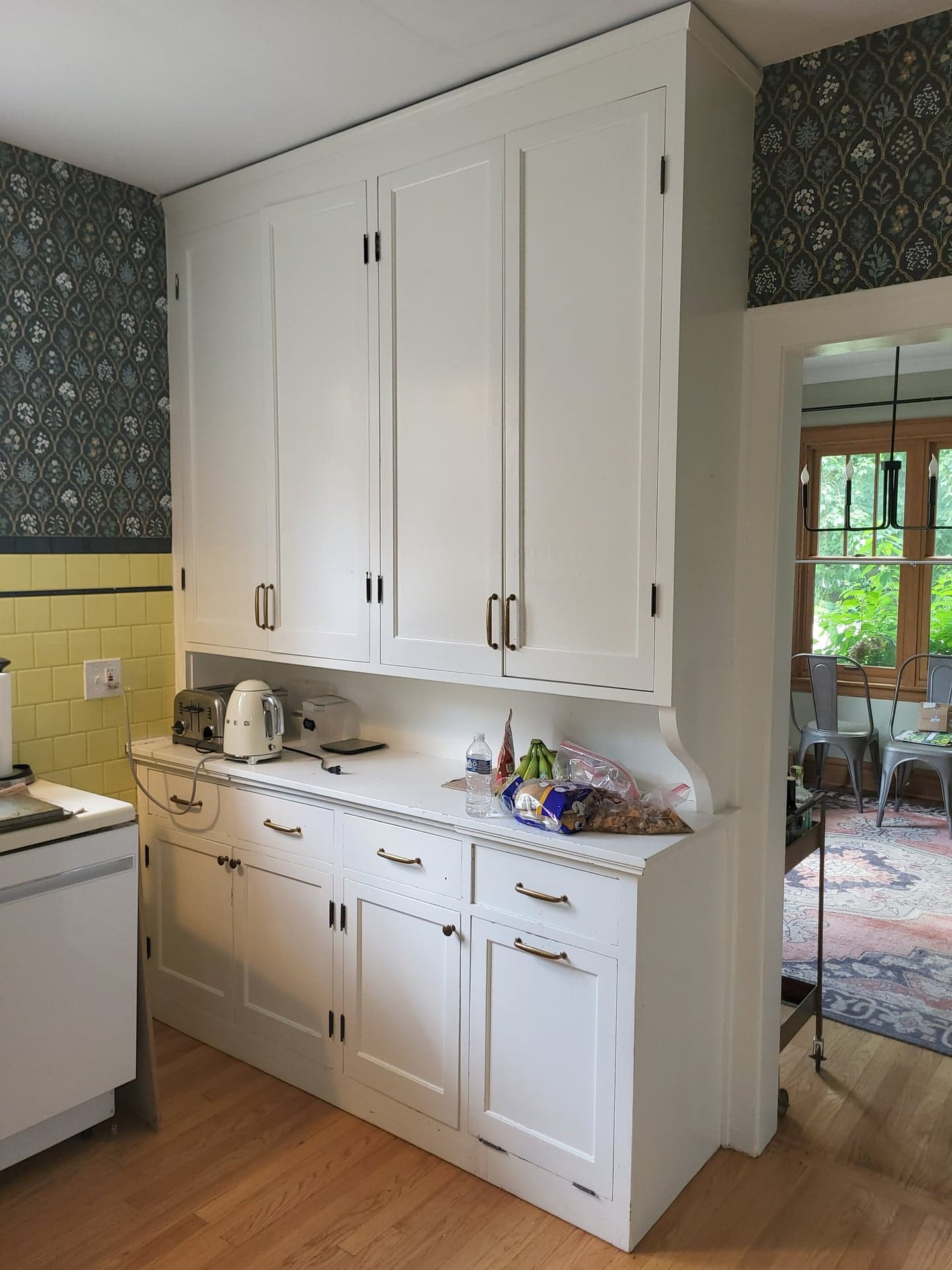 Built-In White Shaker Pantry Cabinet Run, Full-Height, Used Good