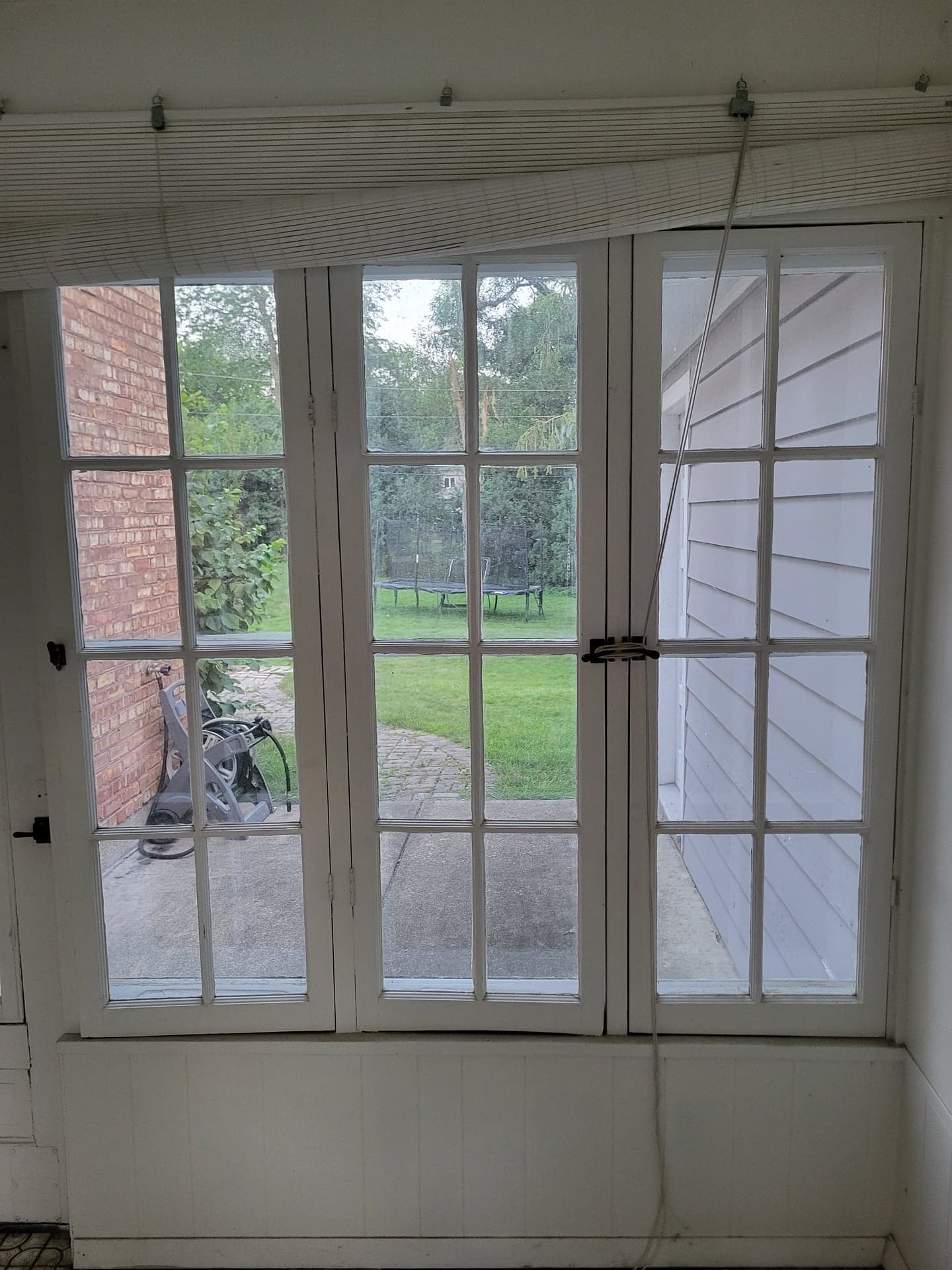Set of 3 Salvaged Wood Window Sashes, 8-Lite, ~20 x 60 in, White