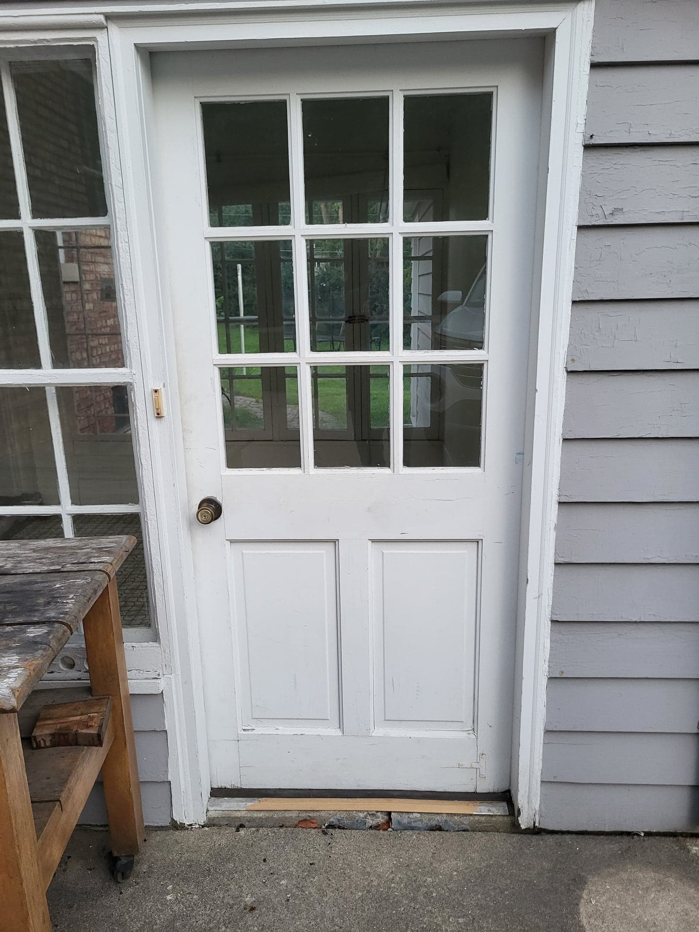 Pre-Hung 9-Lite Wood Exterior Door with Frame, 36 x 80, White