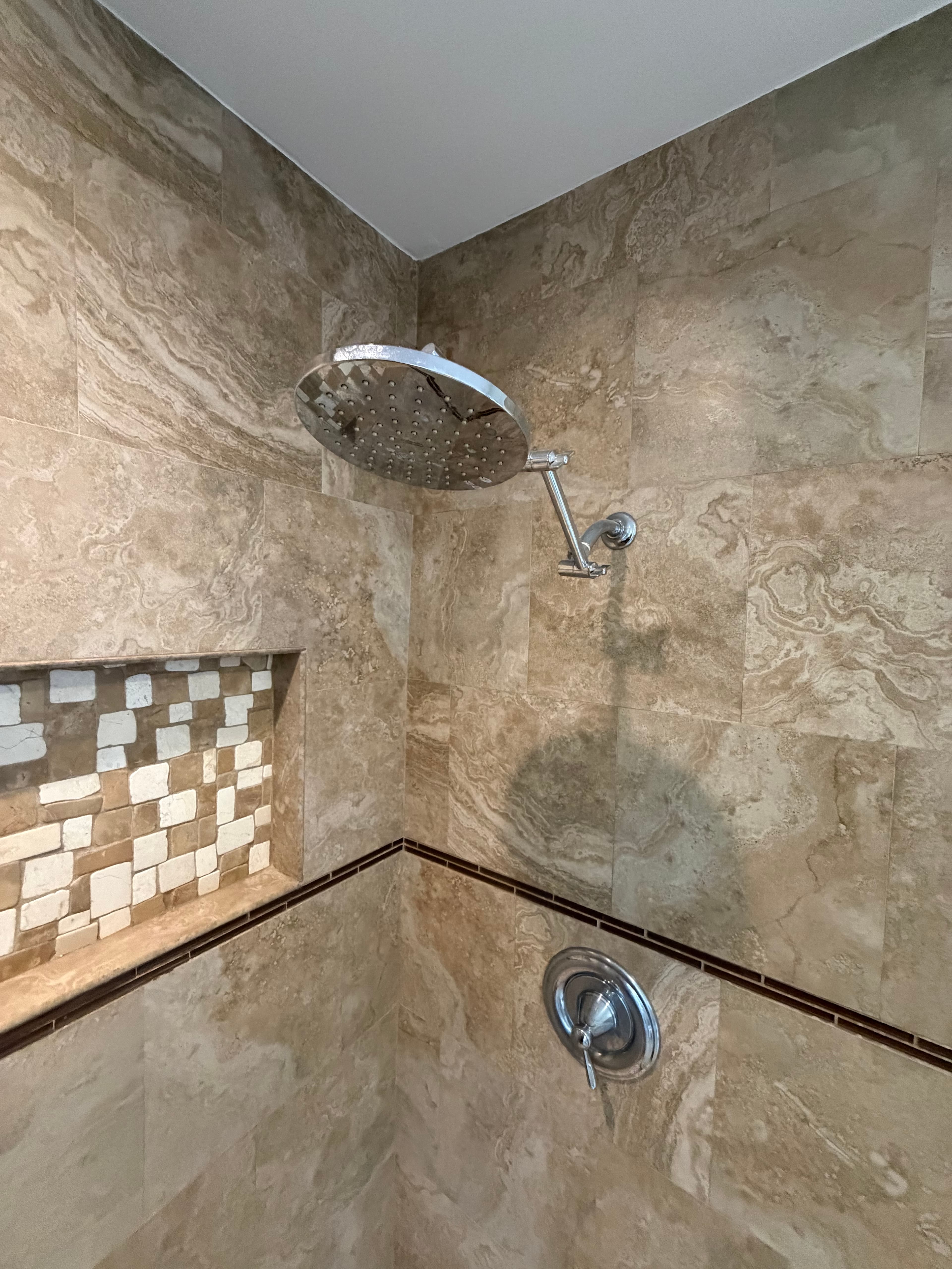 Large Chrome Rainfall Shower Head with Valve Trim Set