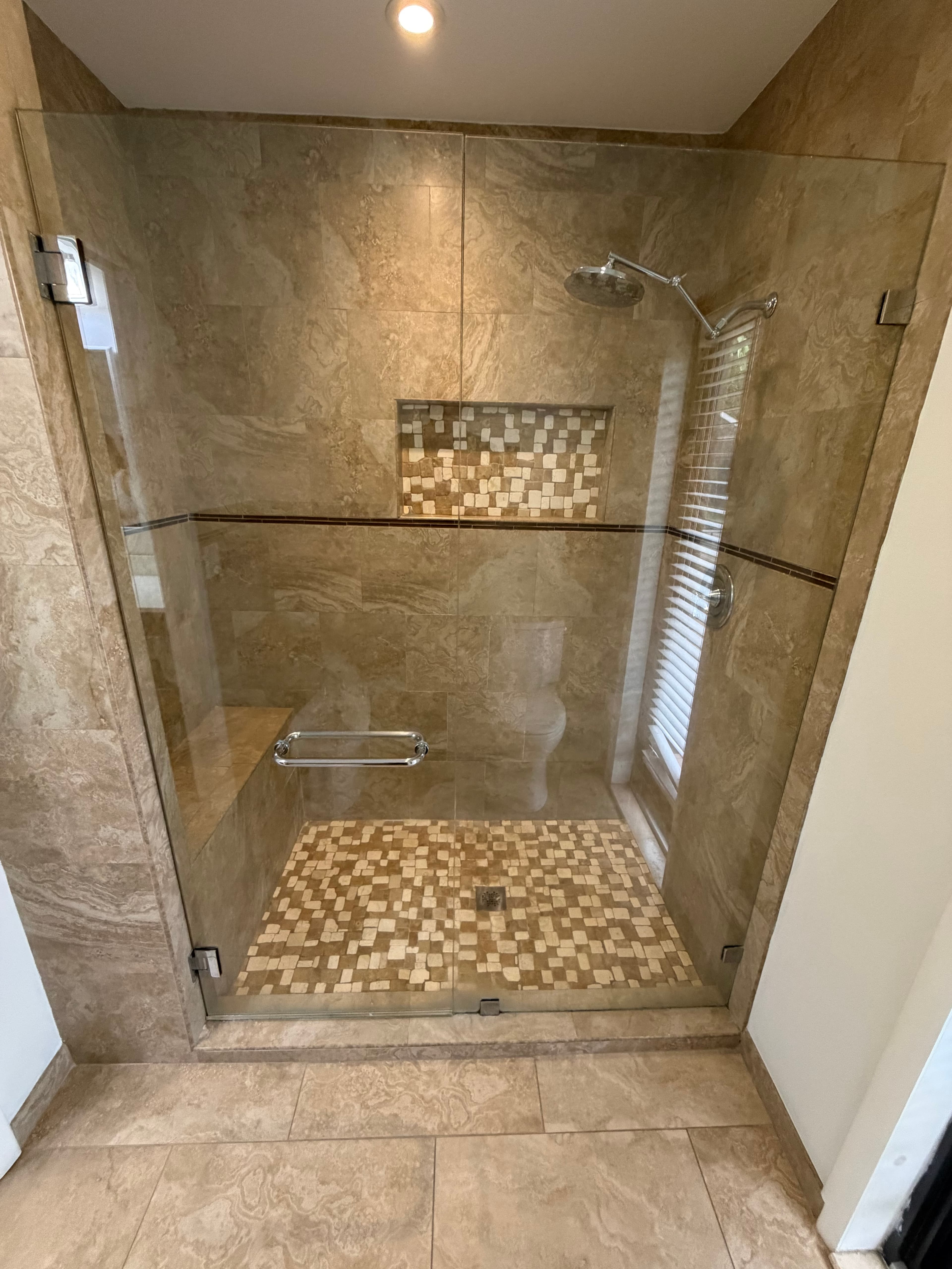 57” x 76” Frameless Glass Shower Enclosure with Hardware