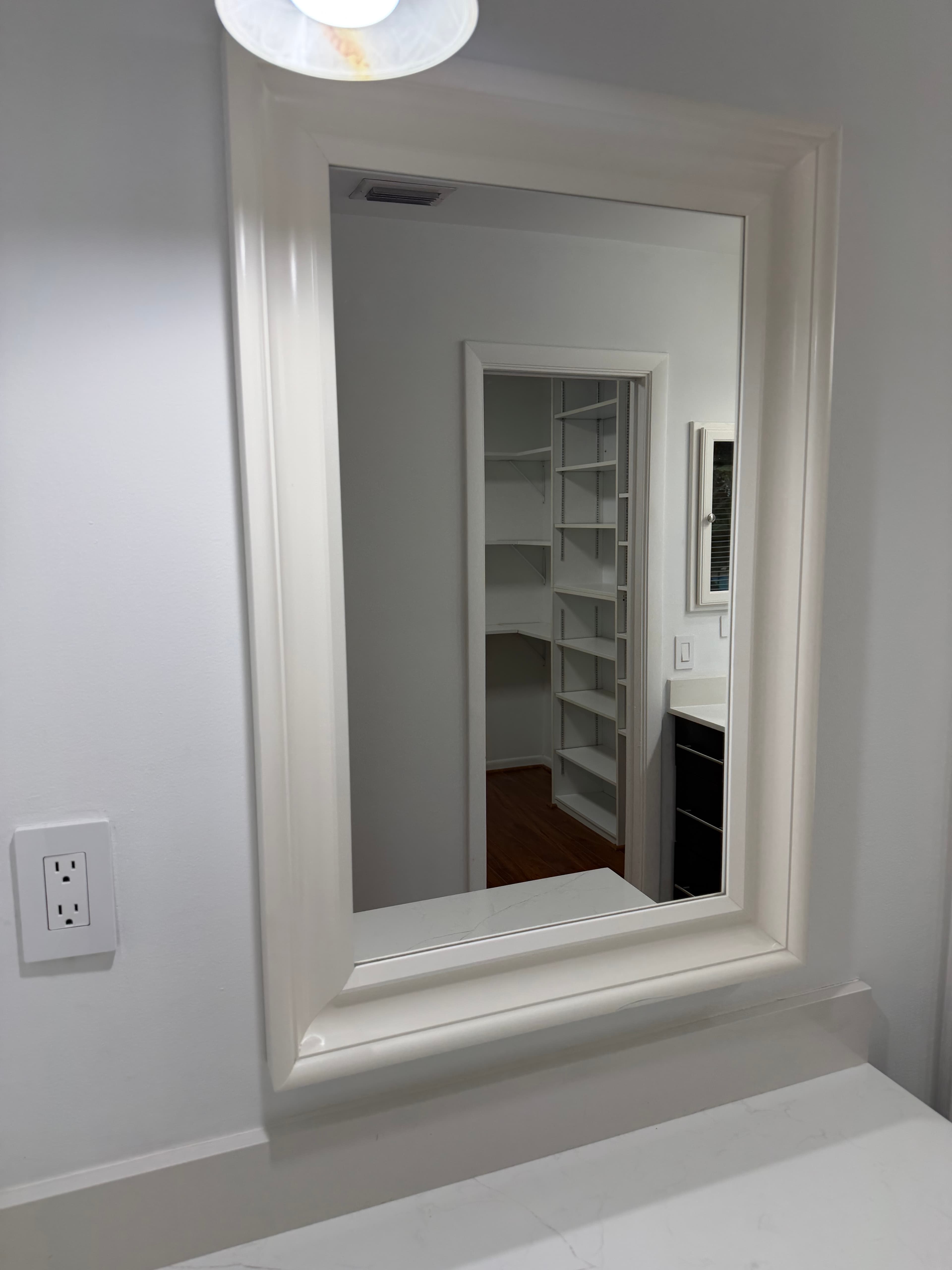 Large White Framed Vanity Mirror