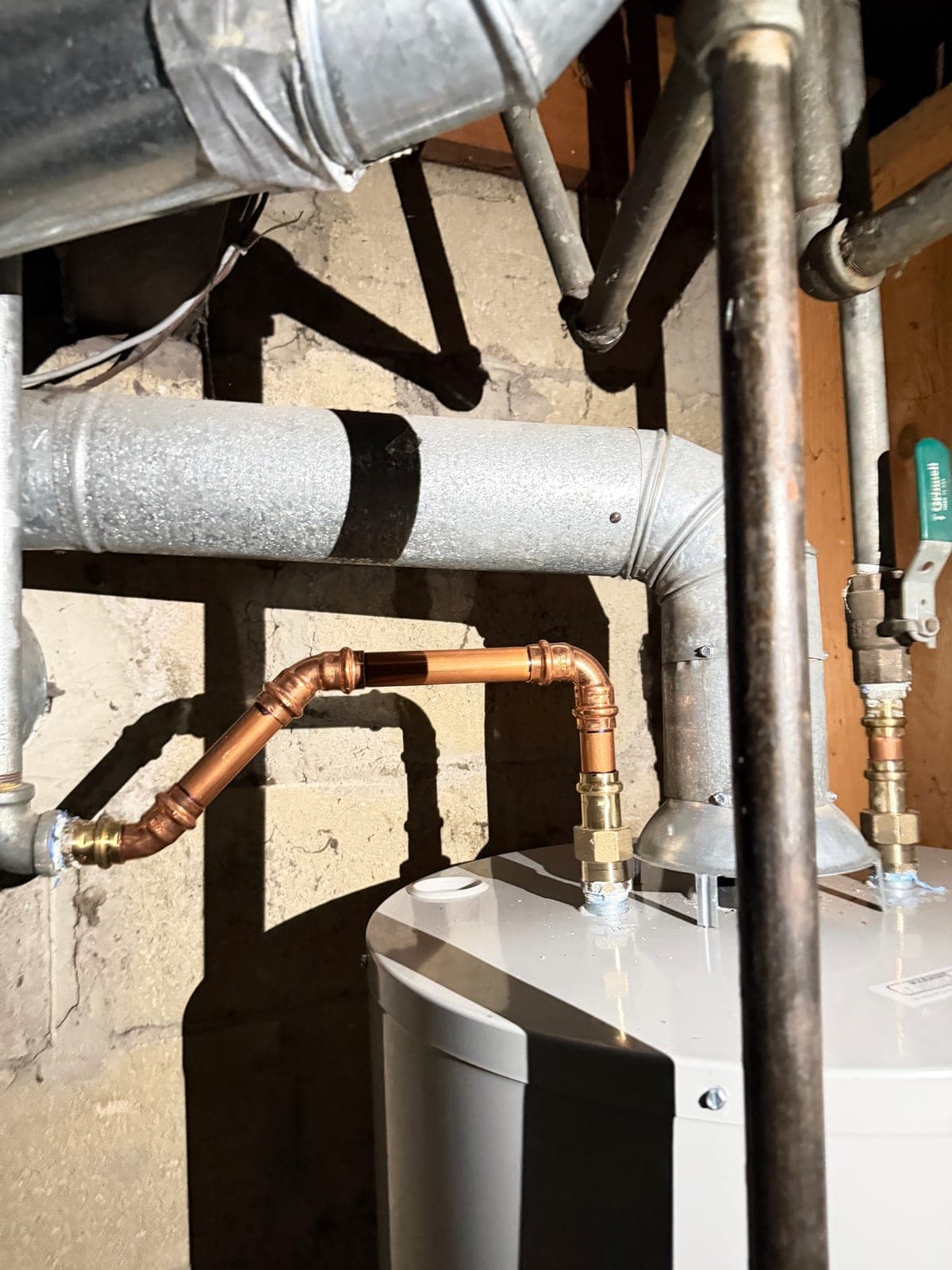 Copper Water Heater Connection Kit with Shutoff Valve & Unions