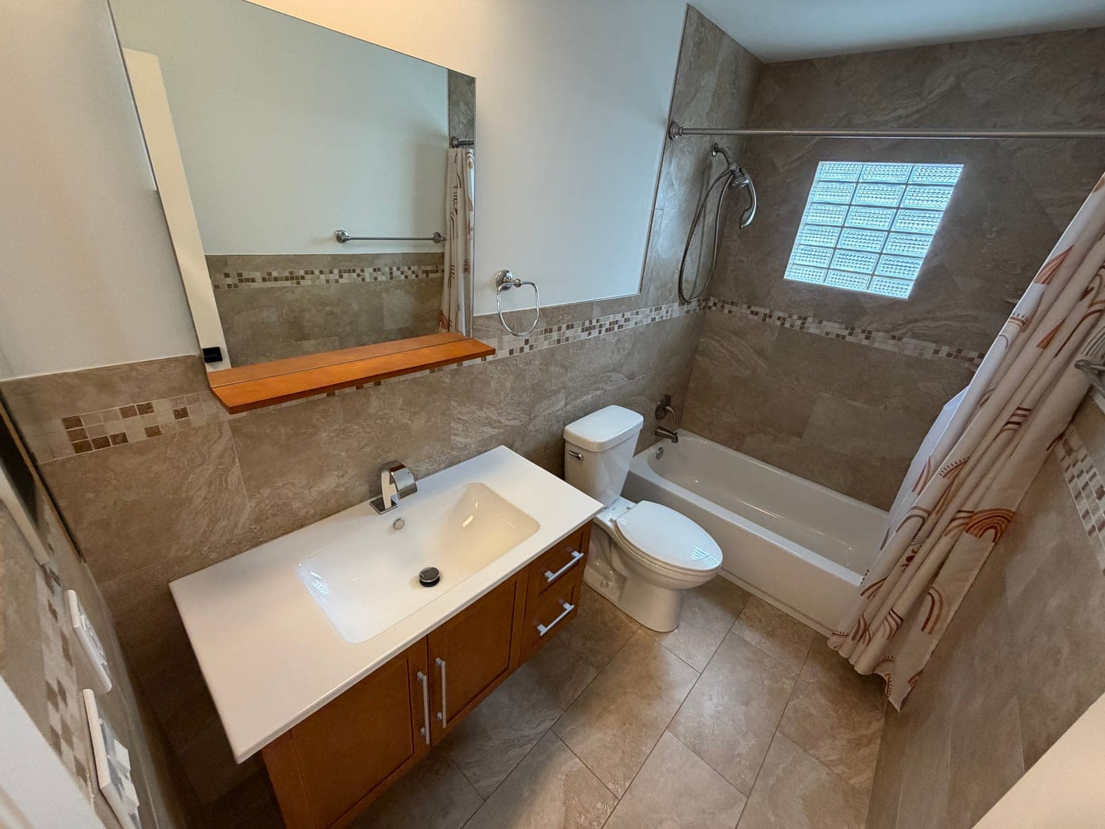 Modern Floating Bathroom Vanity with Mirror & Integrated Sink