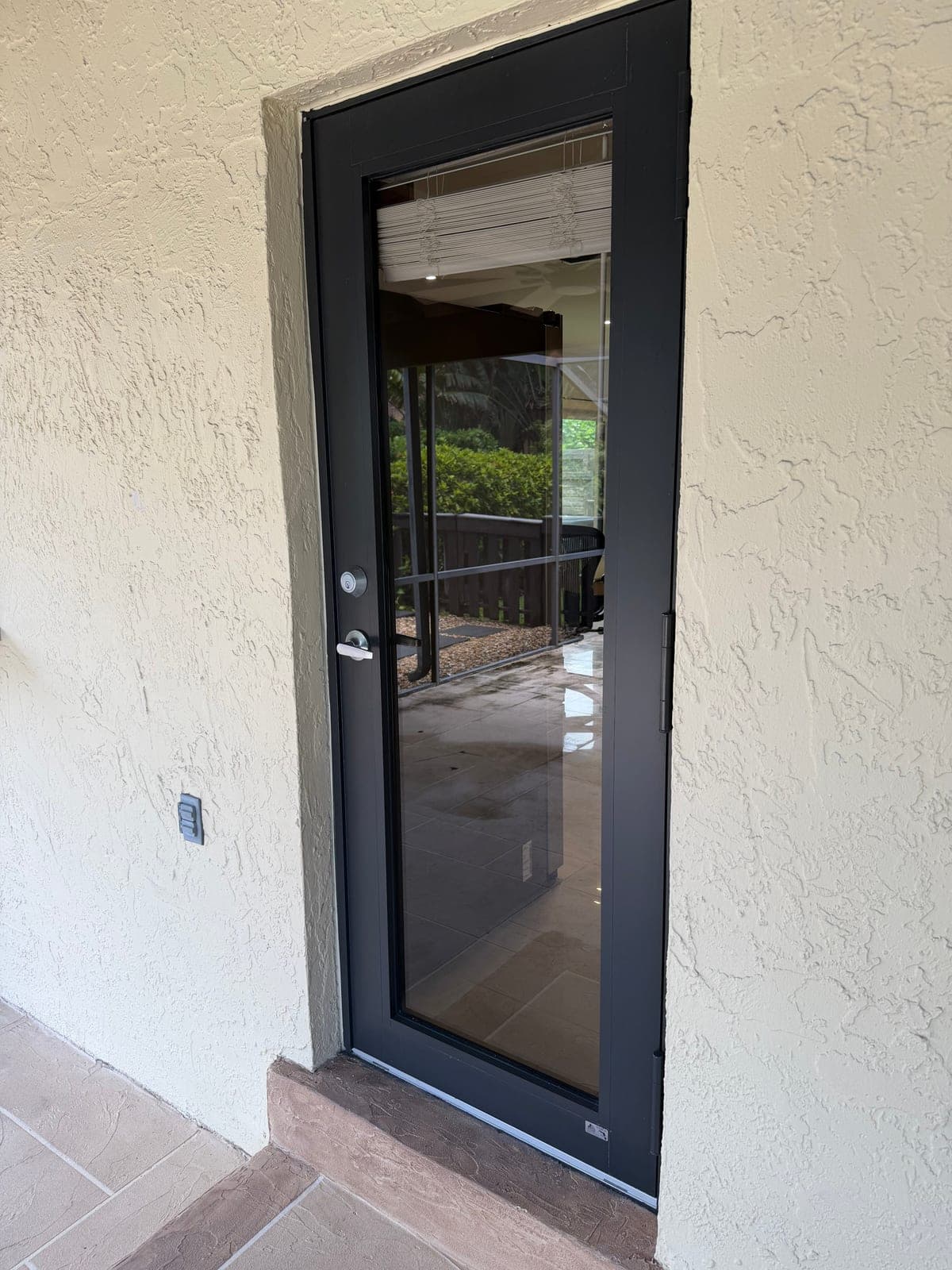 Modern Black Full Glass Exterior Door – Impact/Hurricane Style