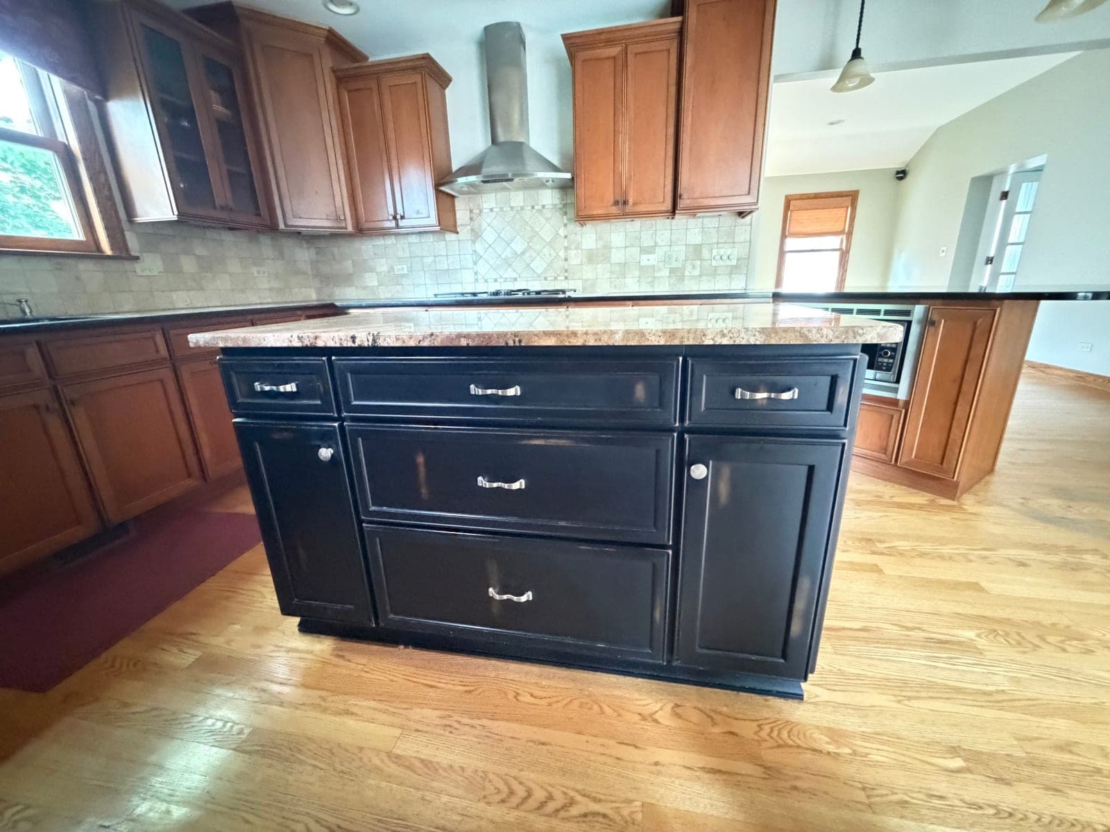 Custom Kitchen Island with Stone Countertop & Storage