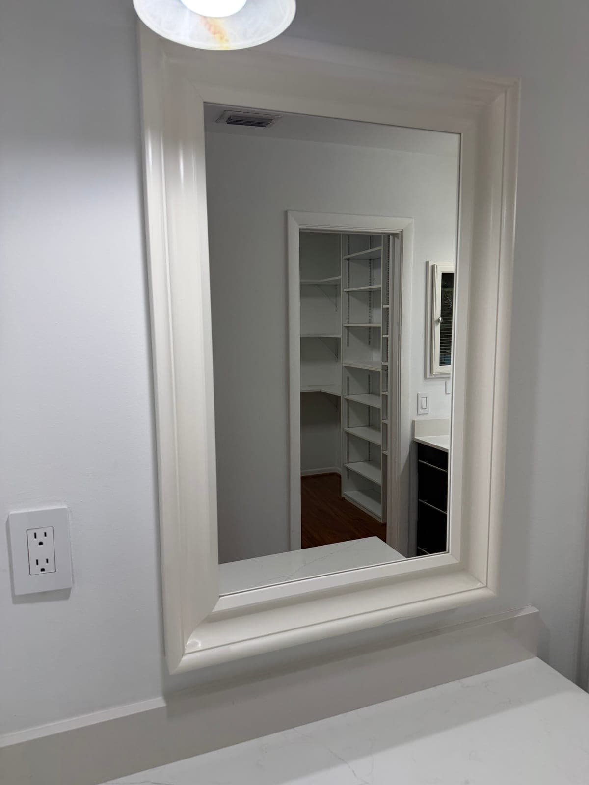 Large White Framed Vanity Mirror