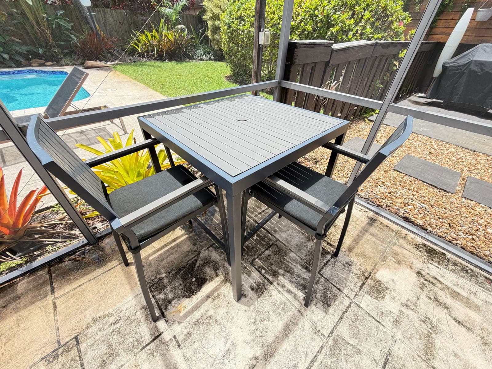 Modern Outdoor Patio Bistro Set – Table + 2 Chairs