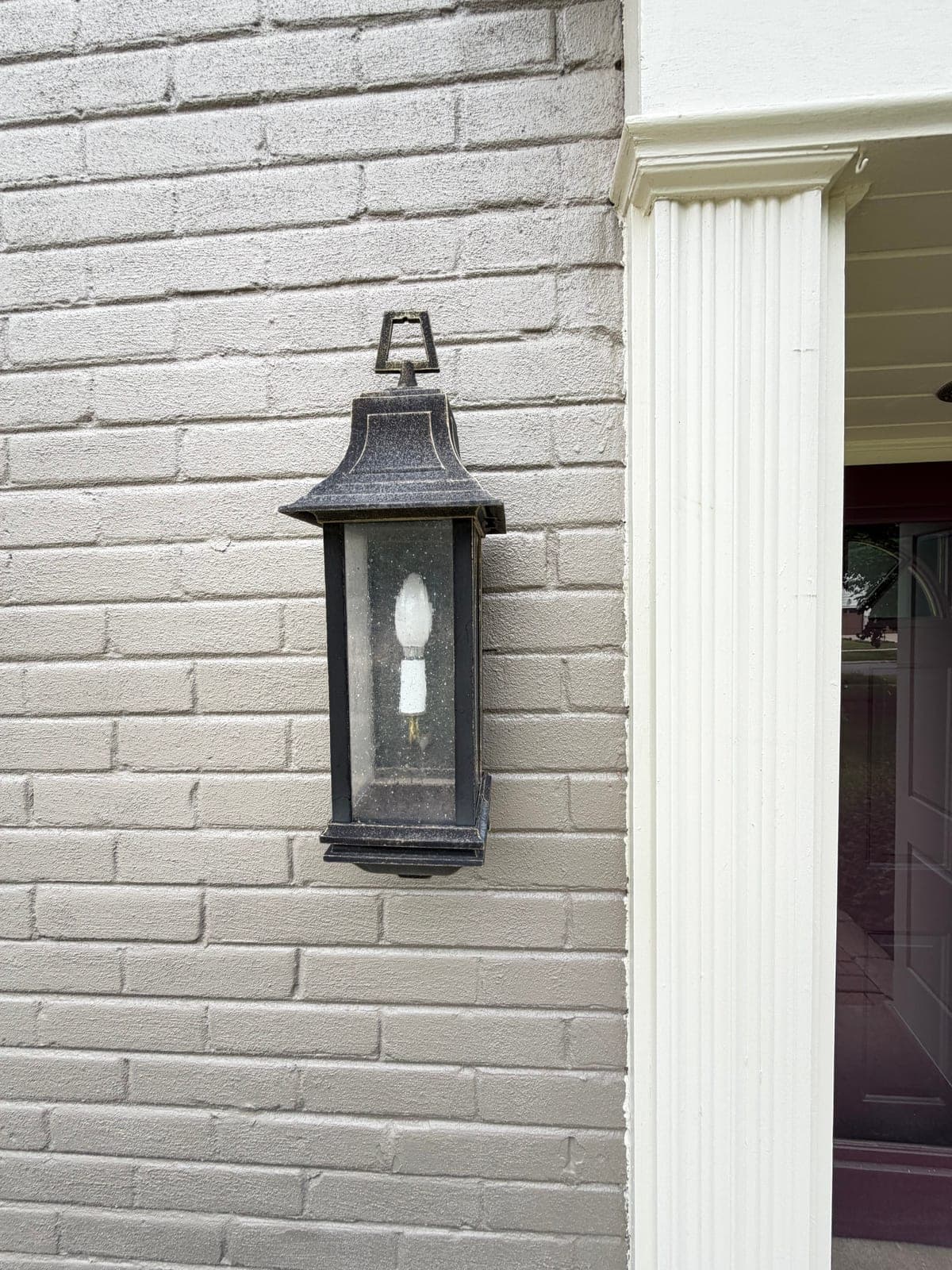 Outdoor Wall Lantern Pair, Bronze Finish, Seeded Glass