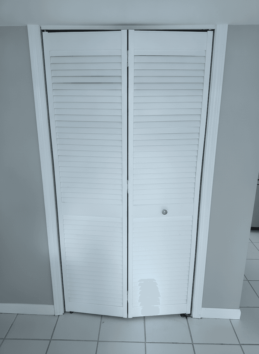 White Louvered Bifold Closet Doors — Approx. 30” x 80”