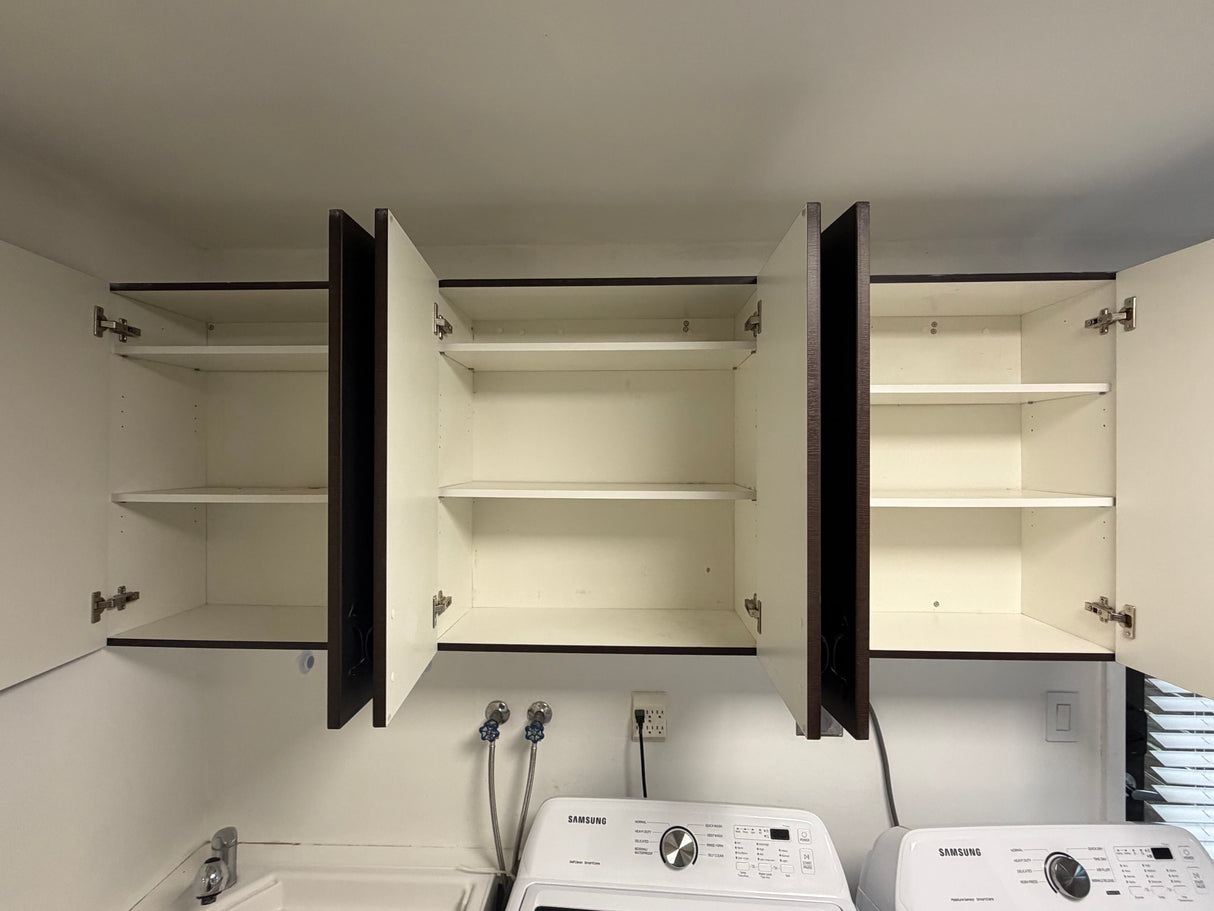 Modern Dark Wood Laundry Room Wall Cabinets Set