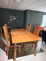 Solid Oak Mission Style Dining Table & 4 Chairs Set
