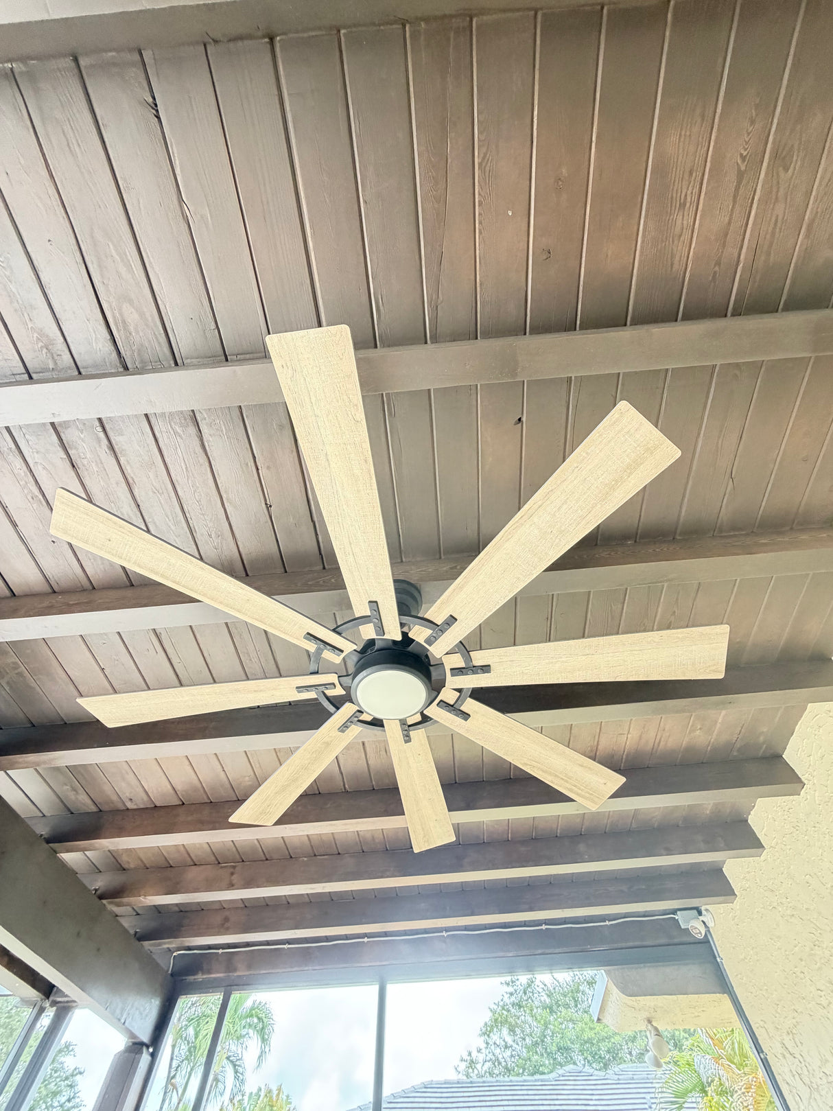 Modern Oversized Outdoor Ceiling Fan with Wood Blades