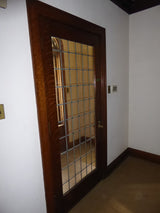 38" Tiger Oak French Door with Leaded Window Panes