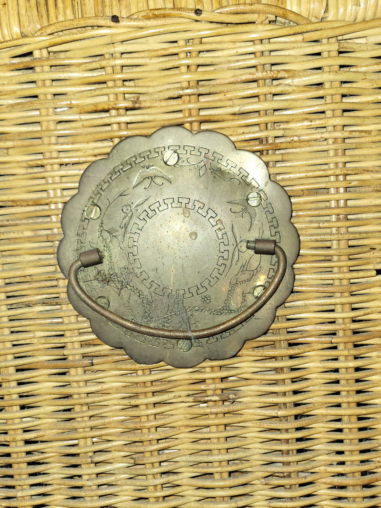Wicker trunk w/ brass hardware