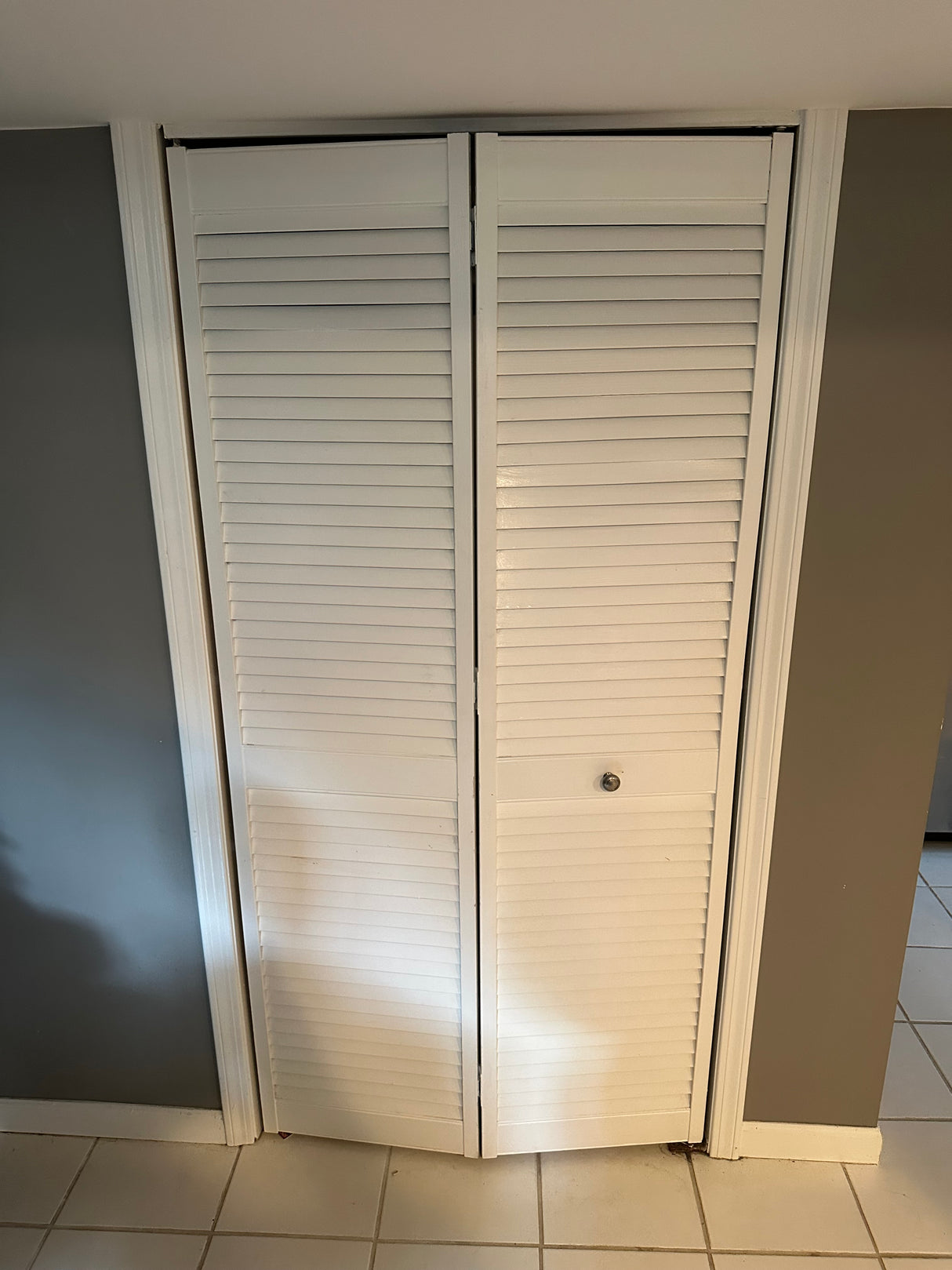 White Louvered Bifold Closet Doors — Approx. 30” x 80”