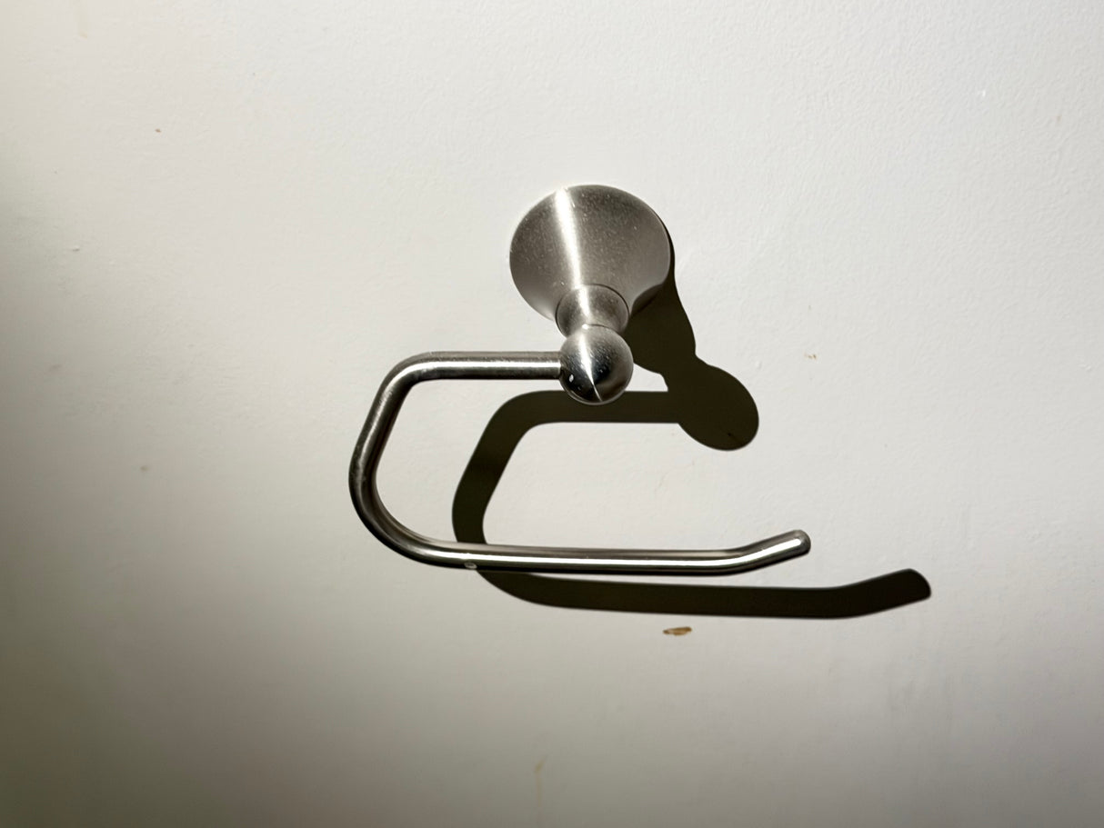 Brushed Nickel Euro-Style Toilet Paper Holder, Wall-Mounted, Good