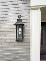 Outdoor Wall Lantern Pair, Bronze Finish, Seeded Glass